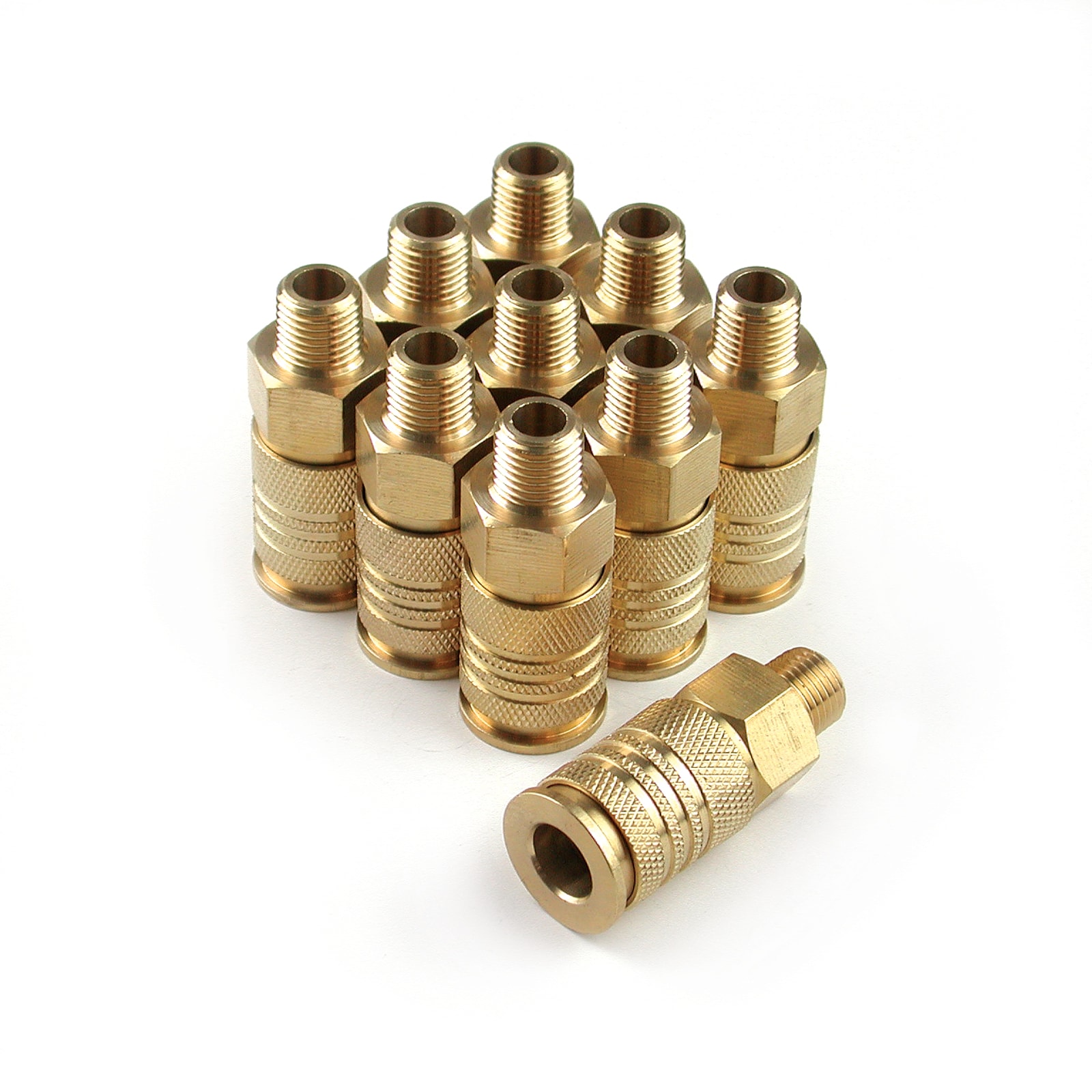 Paquete de 10 Acopladores Universales de Latón 1/4 pulg x 1/4 pulg Macho UC1414MB-B10-P
