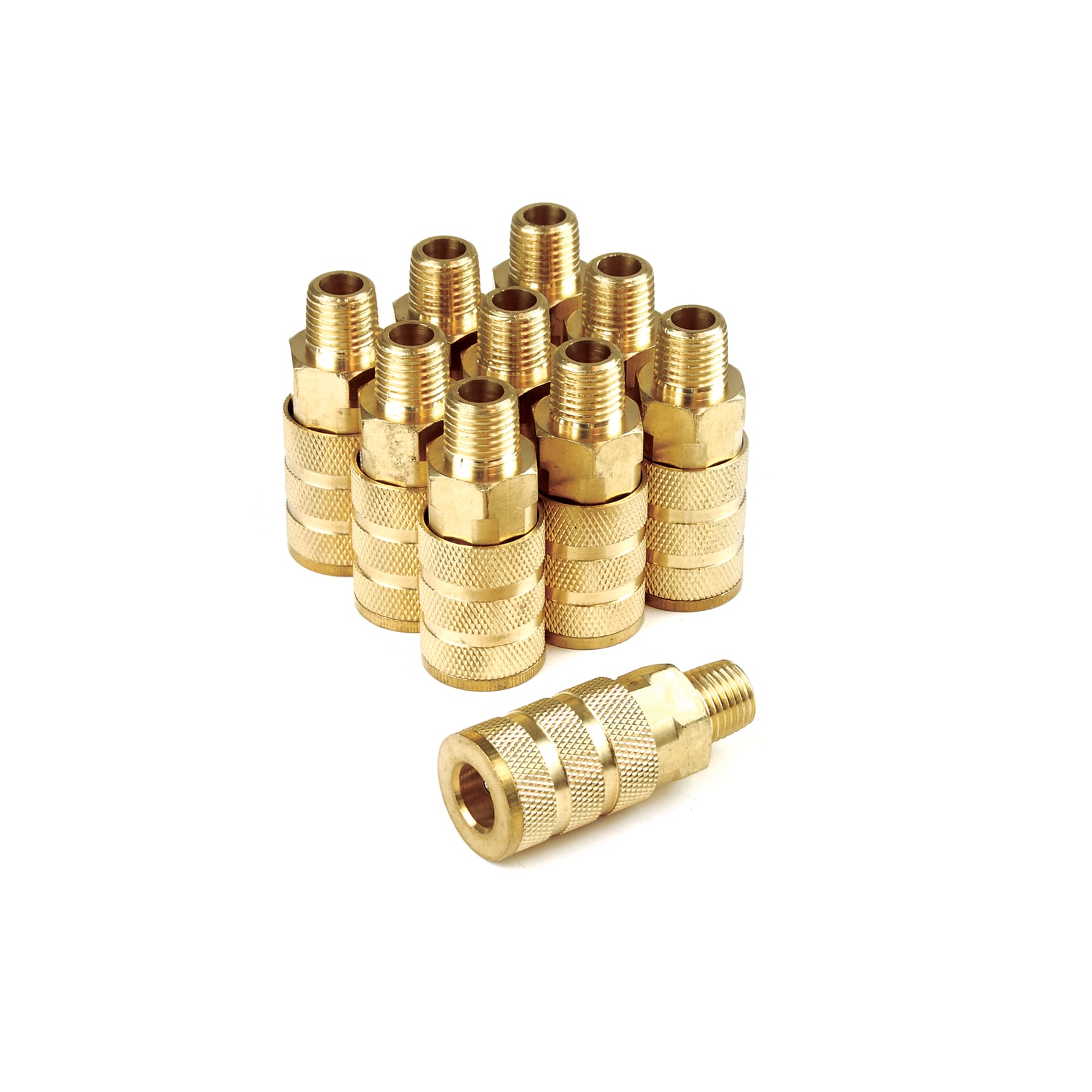 Juego de 10 Acoples Estilo A de Latón de 1/4" x 1/4" Macho NPT Primefit AC1414MB6-B10-P