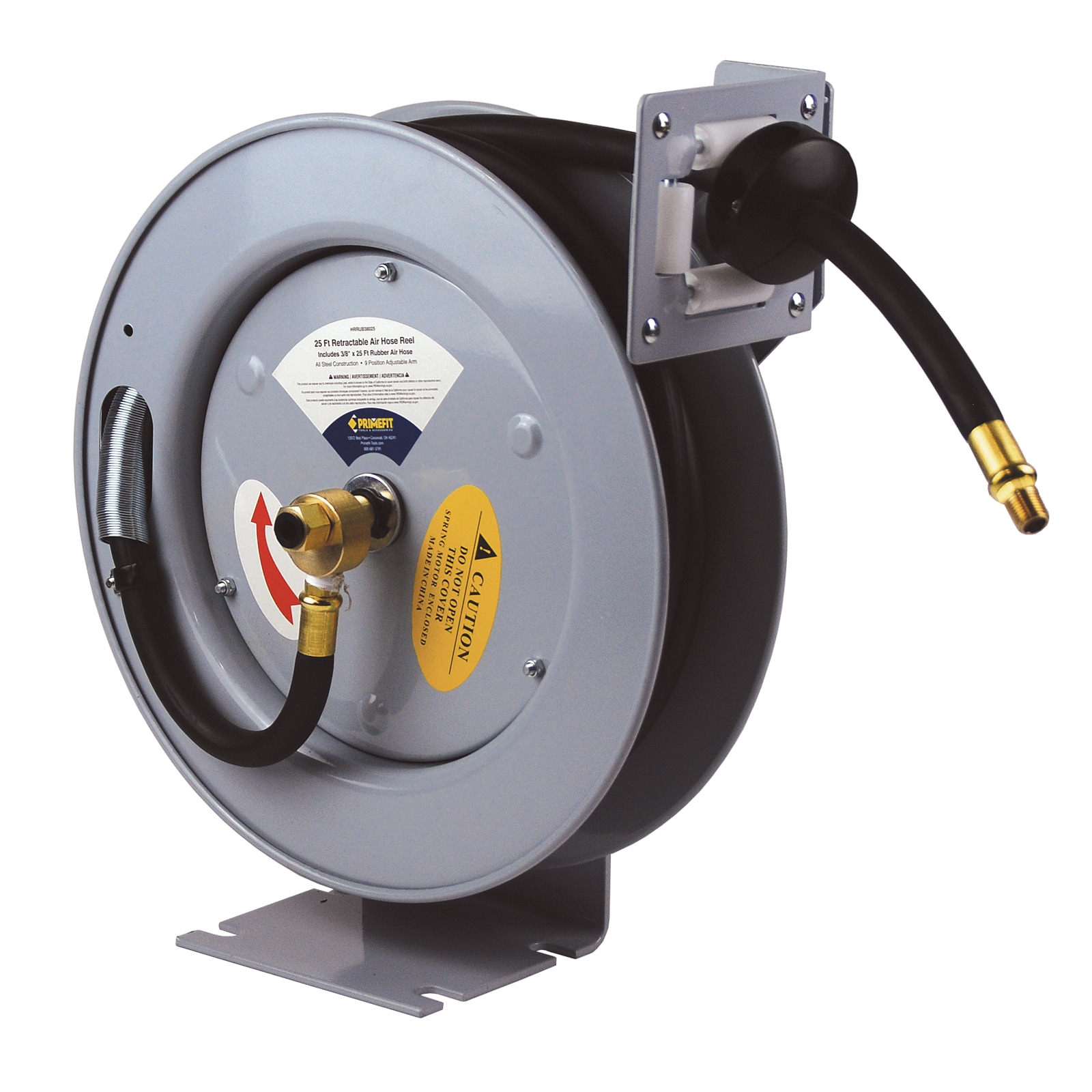 Enrollador de manguera de aire retráctil de 3/8" x 25 pies con manguera de aire de hule de 25 pies