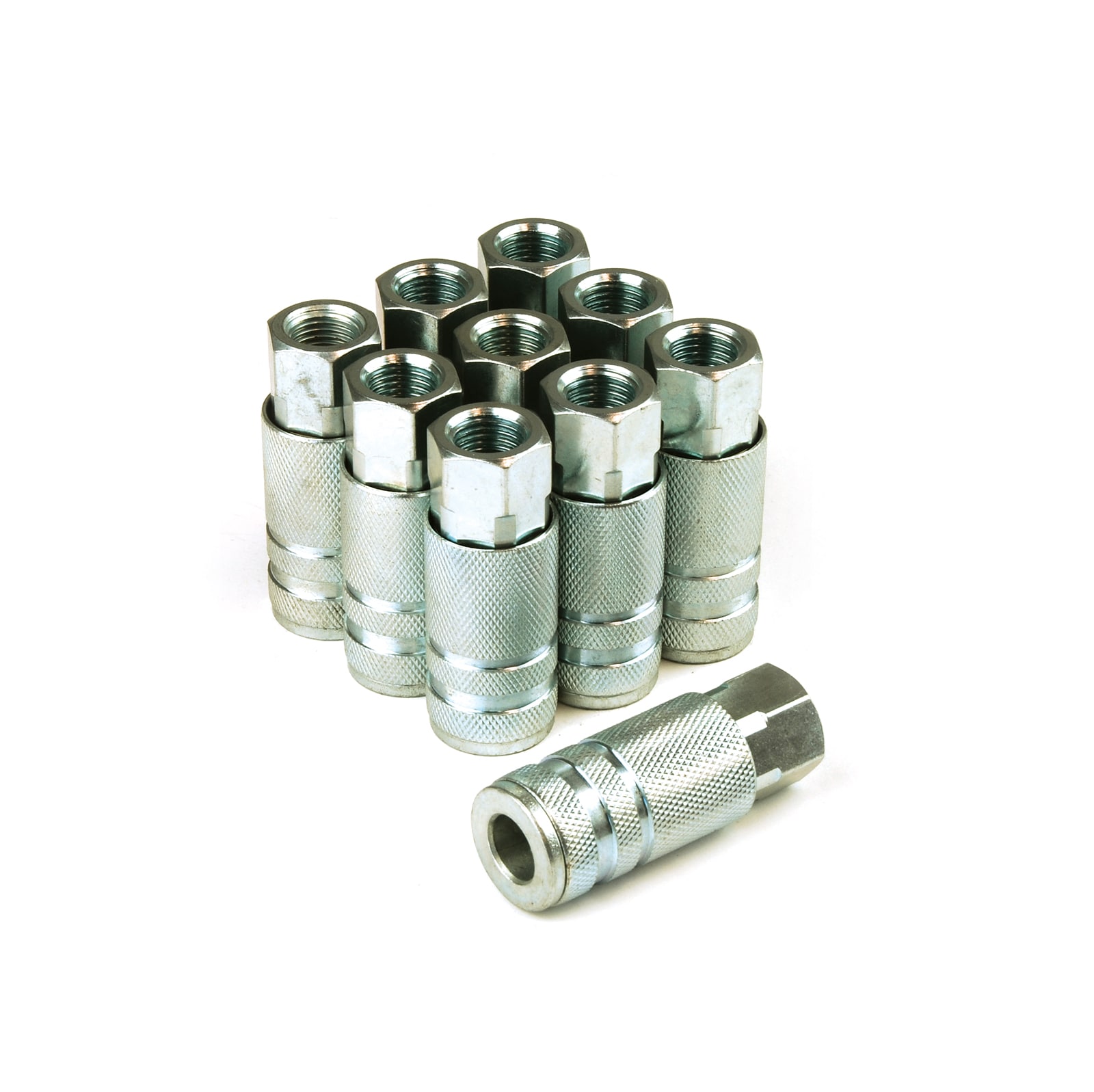 Acoplador de aire Primefit de 10 piezas Lincoln 1/4" x 1/4" hembra de acero LC1414FS-B10-P