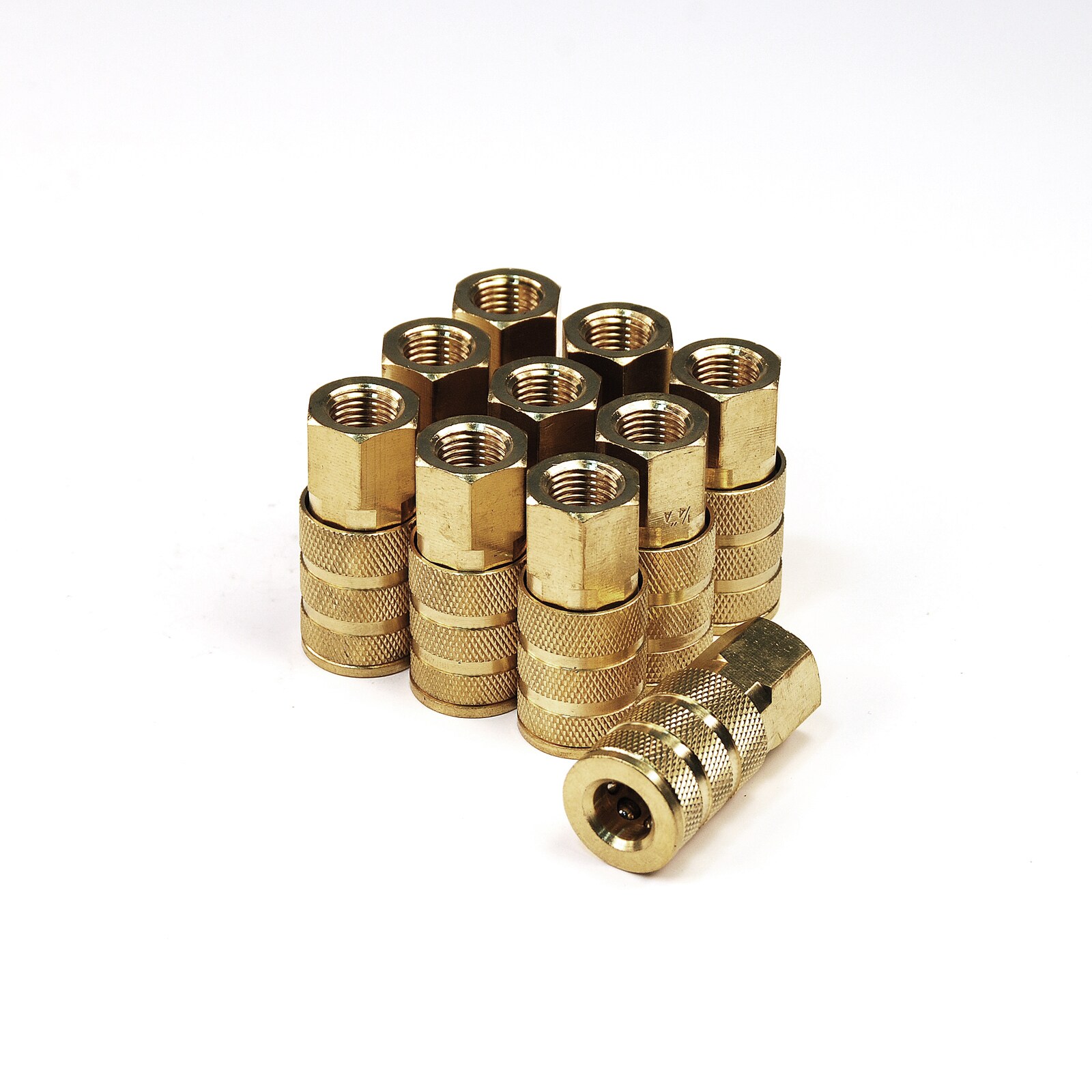 Acopladura Estilo A de Latón para 1/4 de Pulgada x 1/4 de Pulgada Hembra NPT (Paquete de 10)