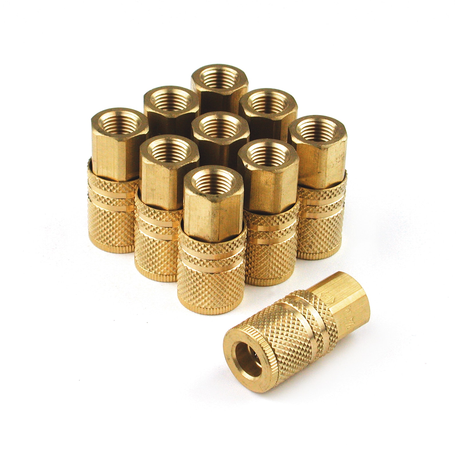 Paquete de 10 Acoplamientos Extremos de Latón con Rodamiento de Bolas de 1/4" x 1/4" de Alta Resistencia Primefit