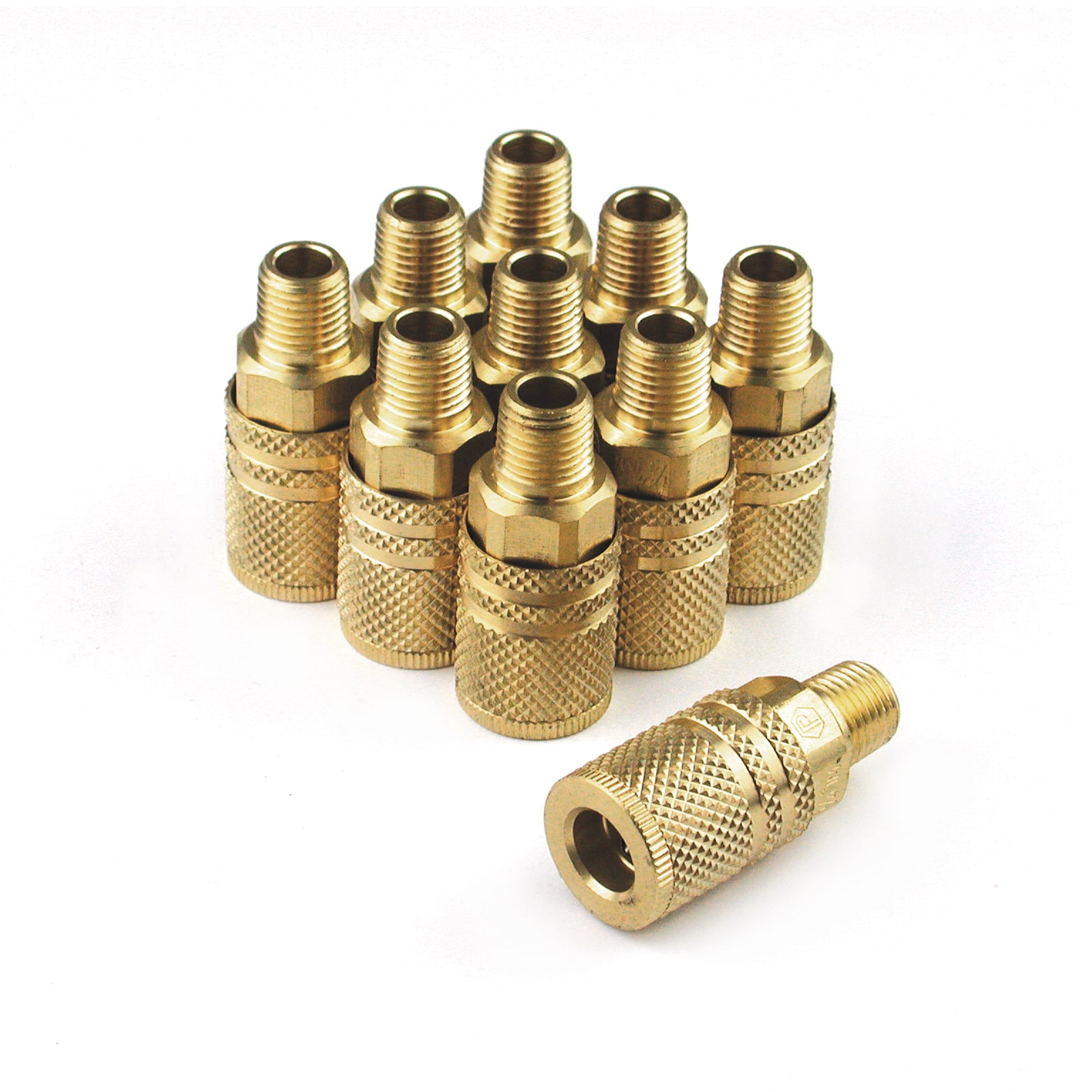 Conjunto de 10 Acoplamientos Rápidos Industriales de Latón Serie de Alto Rendimiento Primefit 1/4" x 1/4" Macho