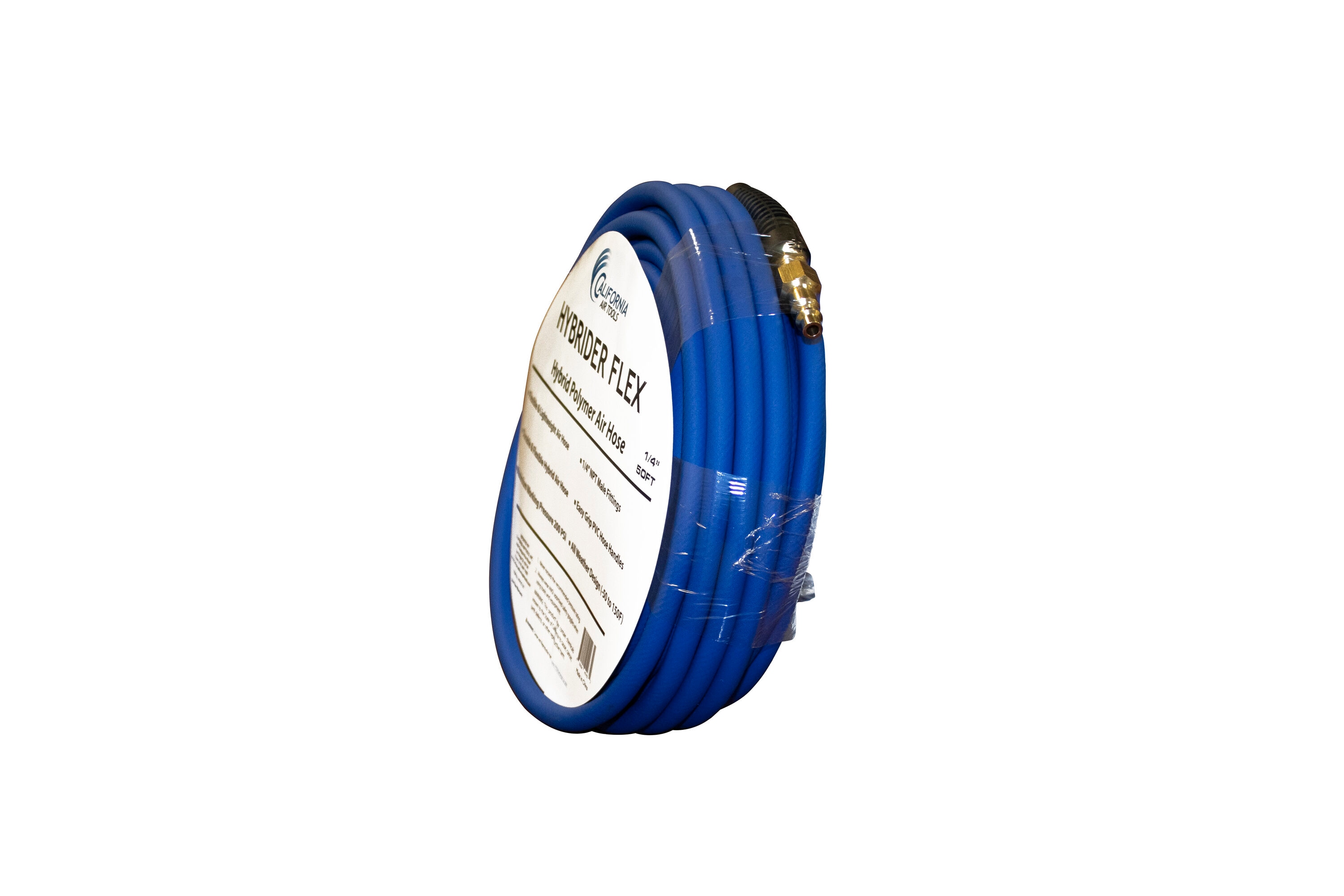 Manguera de aire híbrida California Air Tools Hybrider Flex de 1/4 pulgadas y 50 pies con conexiones rápidas HFH25.50