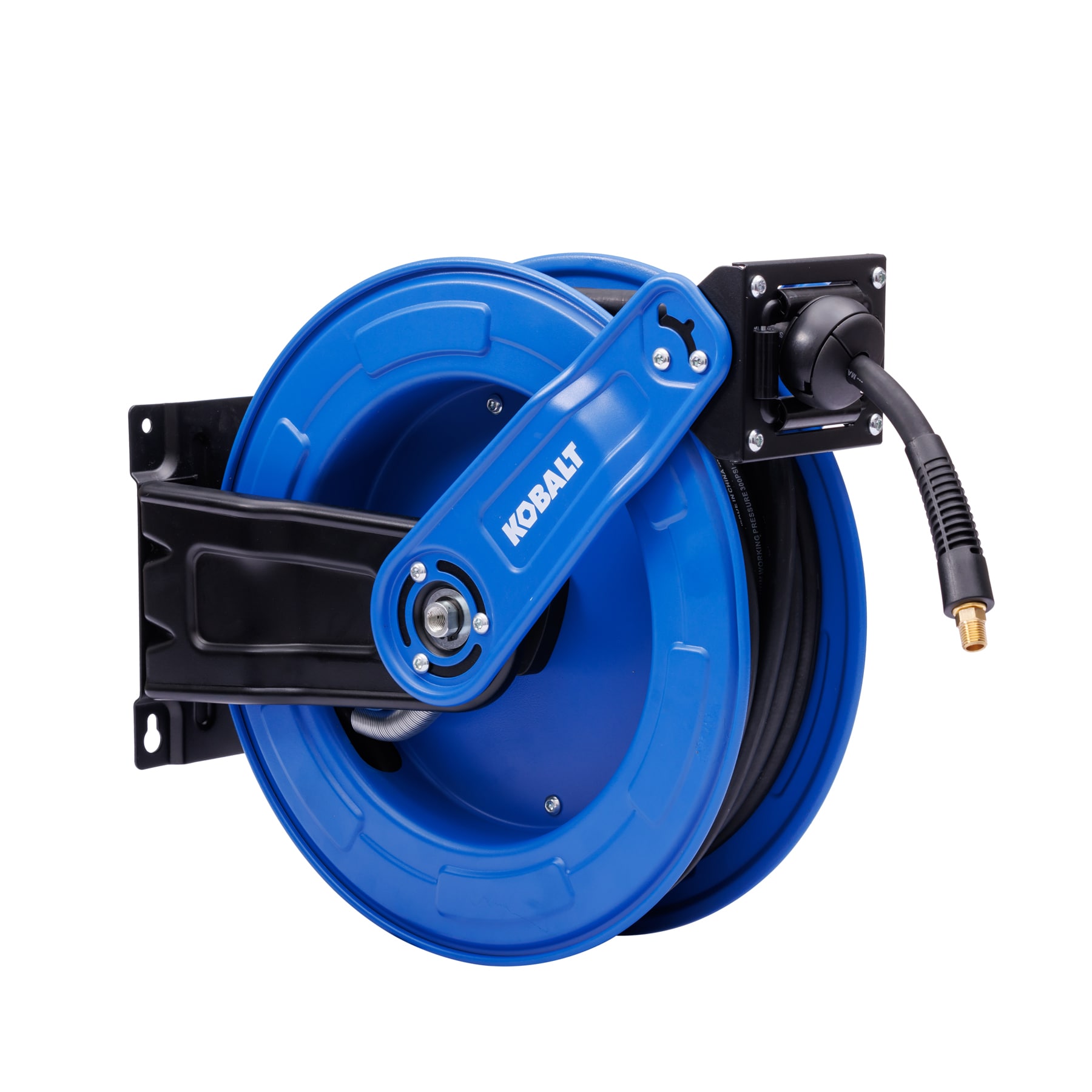 Carrete retráctil Kobalt Pro con manguera de goma de 3/8 de pulgada por 50 pies SGY-AIR266.
