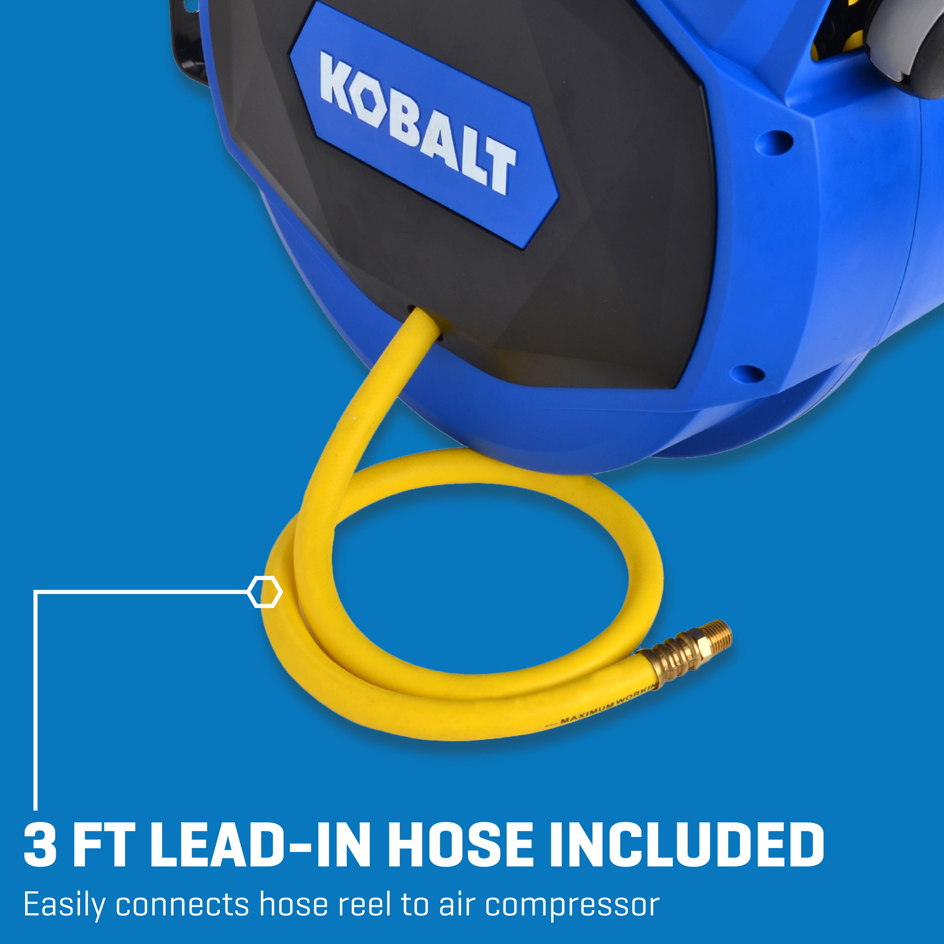 Carrete retráctil cerrado con manguera híbrida de polietileno de 3/8 pulgadas x 50 pies Kobalt SGY-AIR265