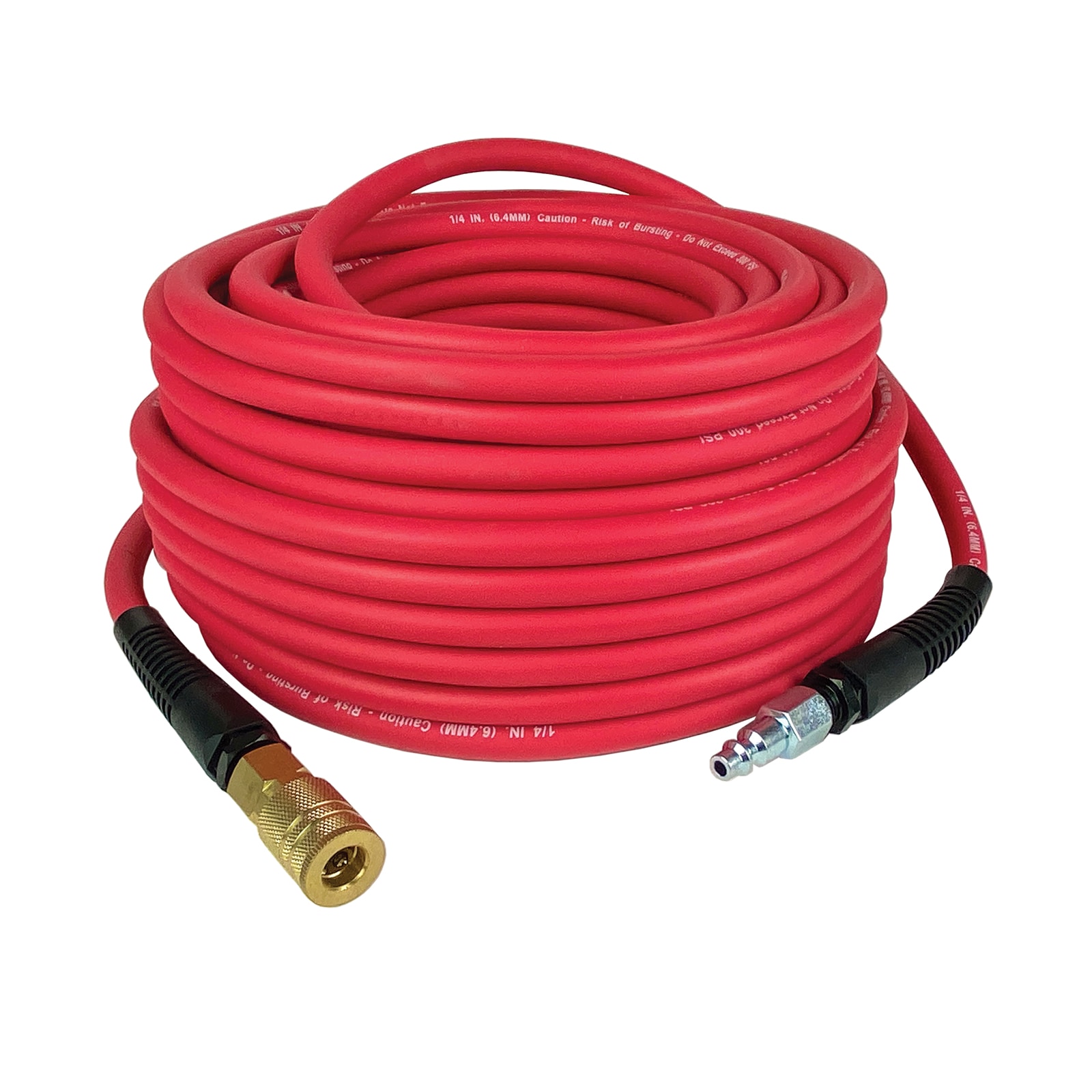 Manguera de aire híbrida Primefit de alto rendimiento de 1/4" x 100 pies con acoplador y tapón HYP141002C-R