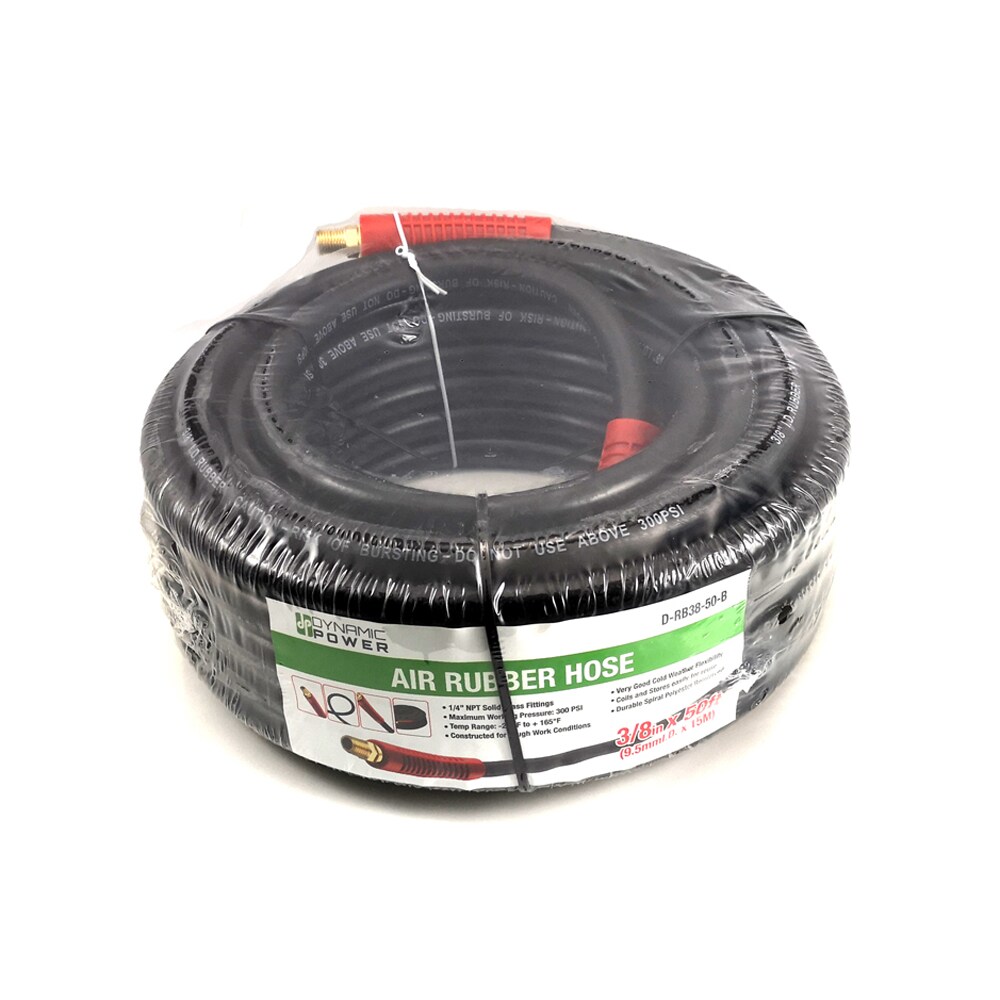 Manguera de aire de caucho de alta resistencia 3/8 pulgadas x 50 pies 300 psi negro DP-RB38-50-B