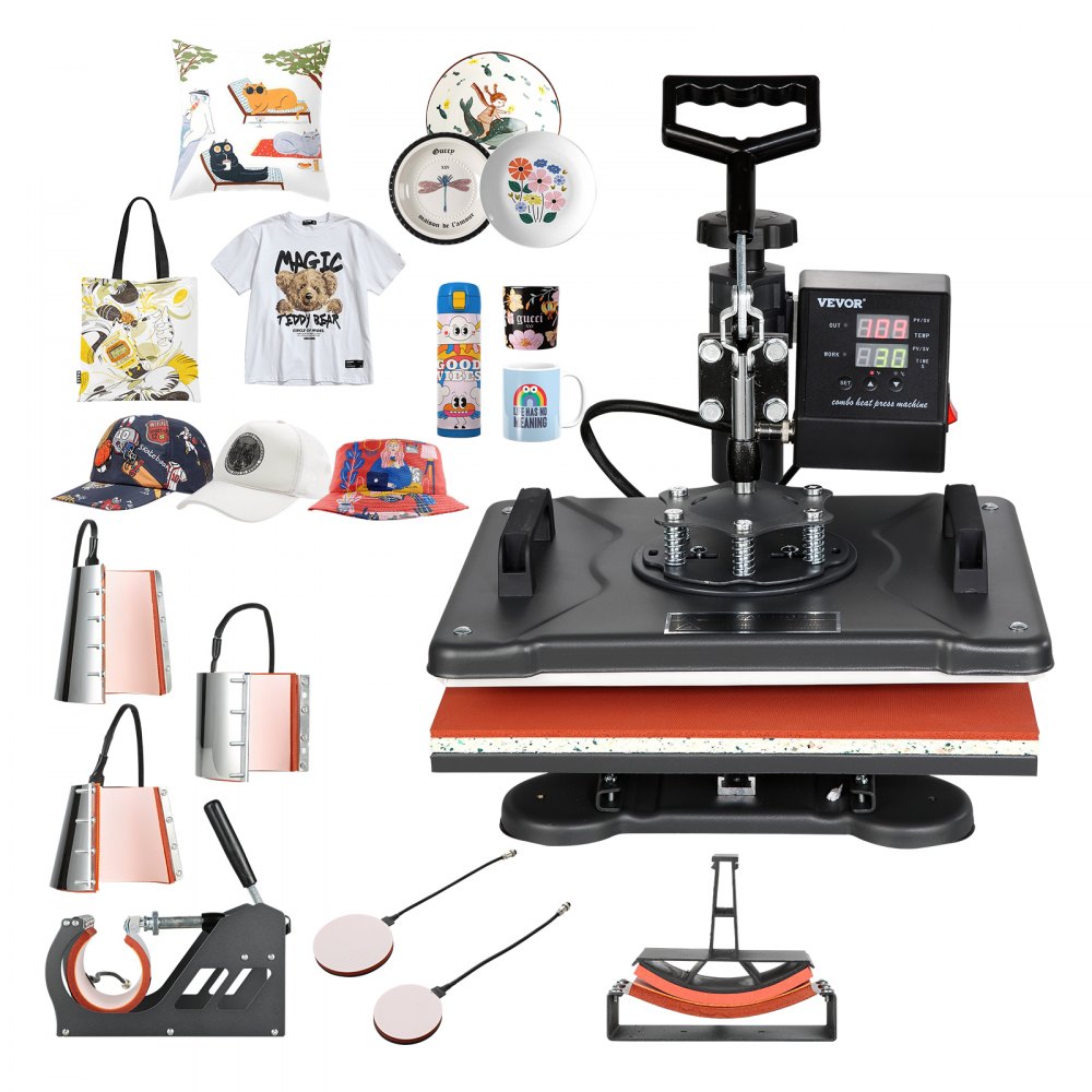 8 in 1 Heat Press Machine 12"x15" Digital Transfer T-shirts Mug Hat Plate Cap - DGNTHJBH2938-WEAHV1