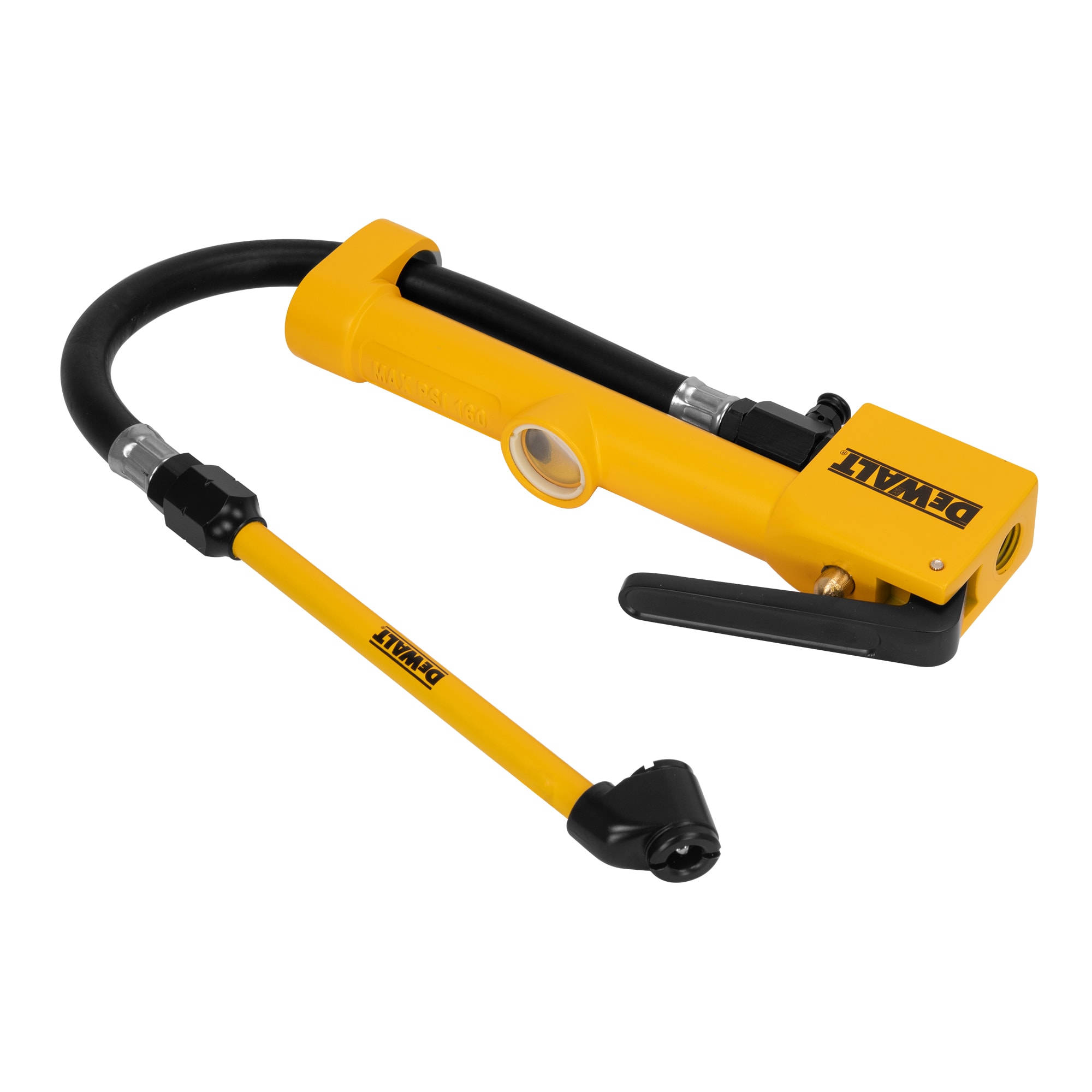 Inflador de llantas de alta resistencia DEWALT con visor y manguera de 10 pulgadas (0 a 160 PSI) DXCM024-0409