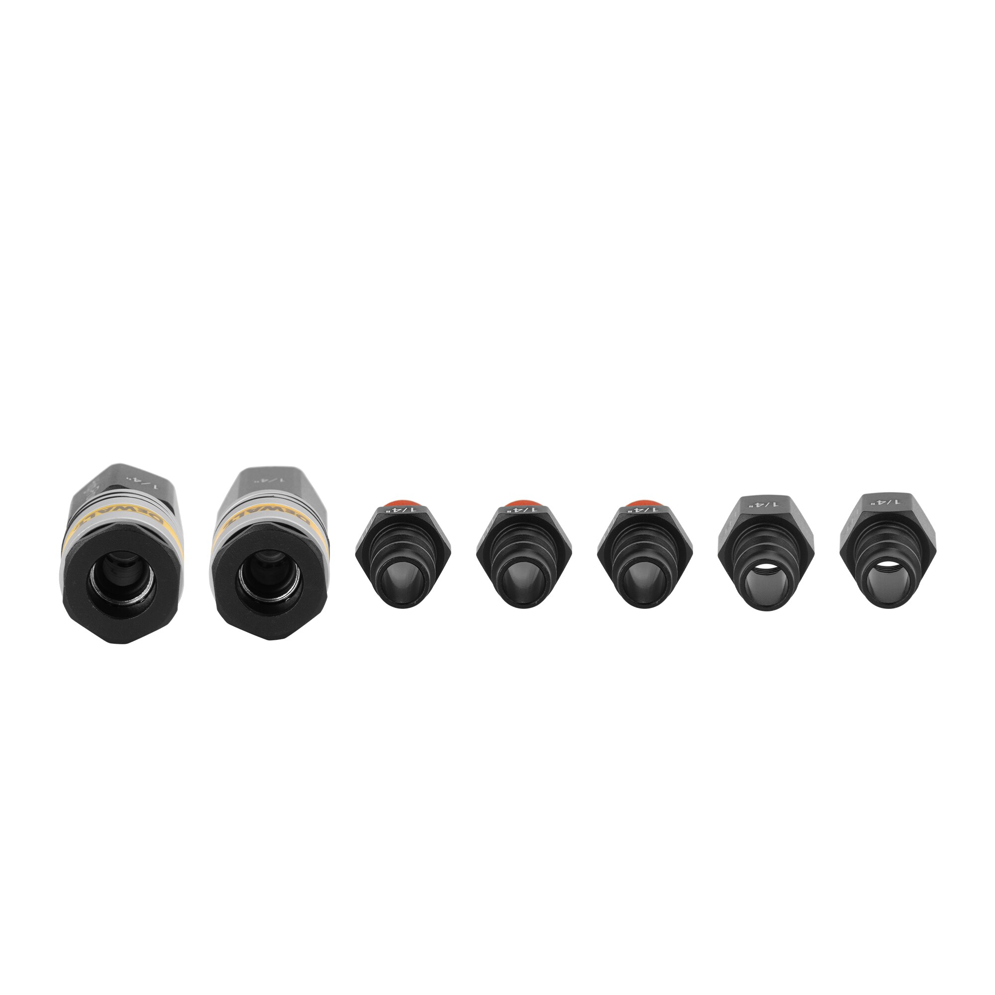 
Acoplamientos de alta fluidez DEWALT de 7 piezas y tapones de 1/4 pulgadas NPT DXCM036-0205