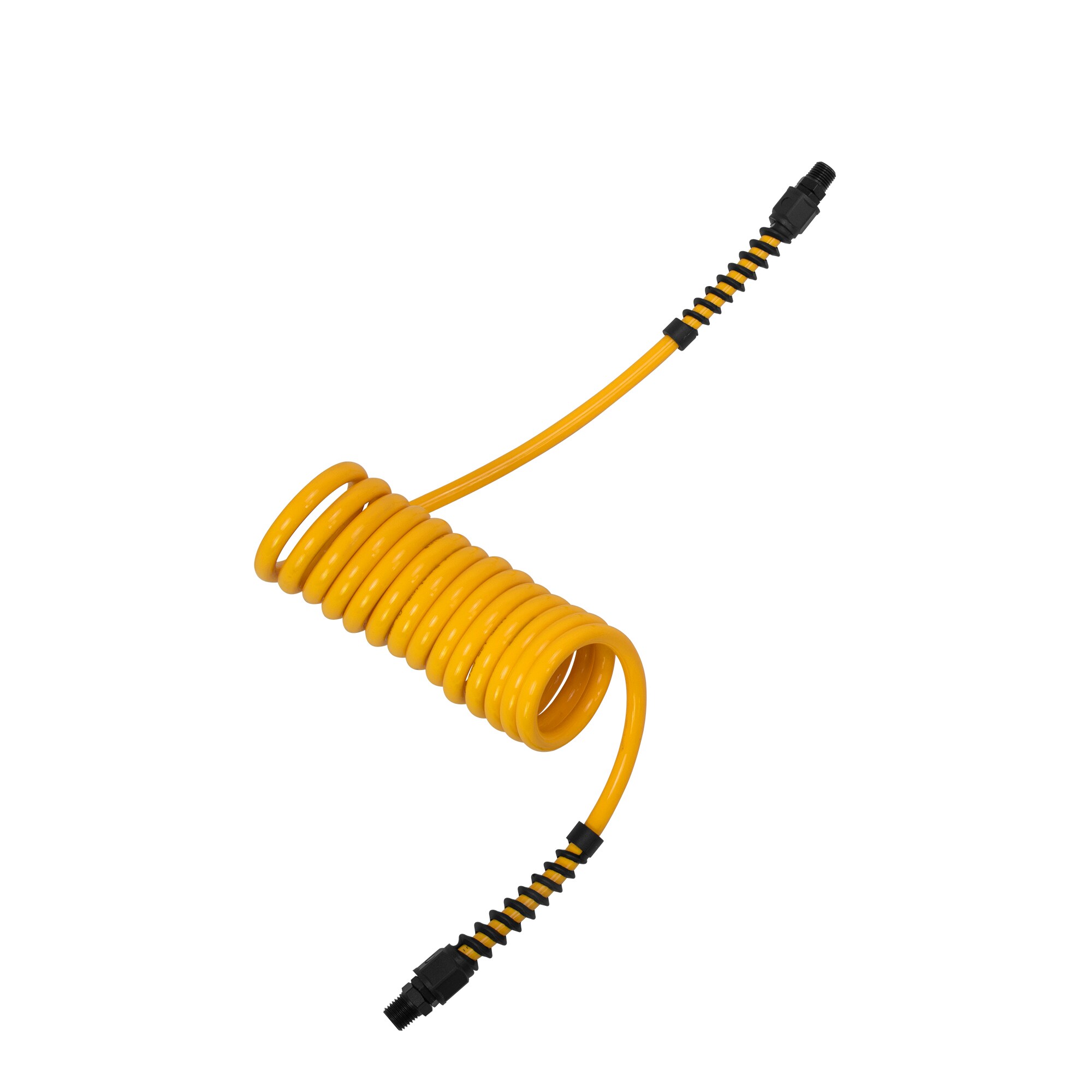 Manguera de poliuretano retráctil DEWALT de 1/4 pulgadas x 10 pies con conexiones de 1/4 de pulgada y limitadores de curvatura DXCM012-0228