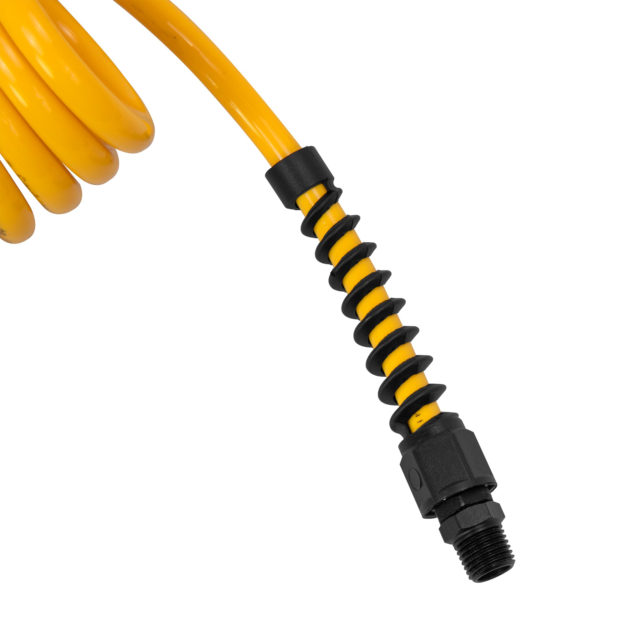 Manguera de poliuretano retráctil DEWALT de 1/4 pulgadas x 10 pies con conexiones de 1/4 de pulgada y limitadores de curvatura DXCM012-0228