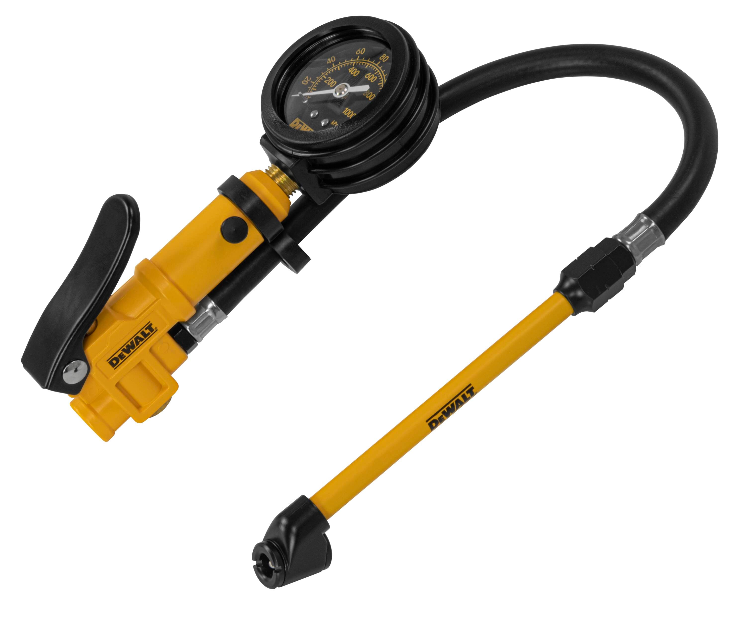 Inflador Analógico DEWALT de 2 pulgadas con Manguera de 12 pulgadas y Boquilla Doble (0 a 160 PSI) DXCM024-0405