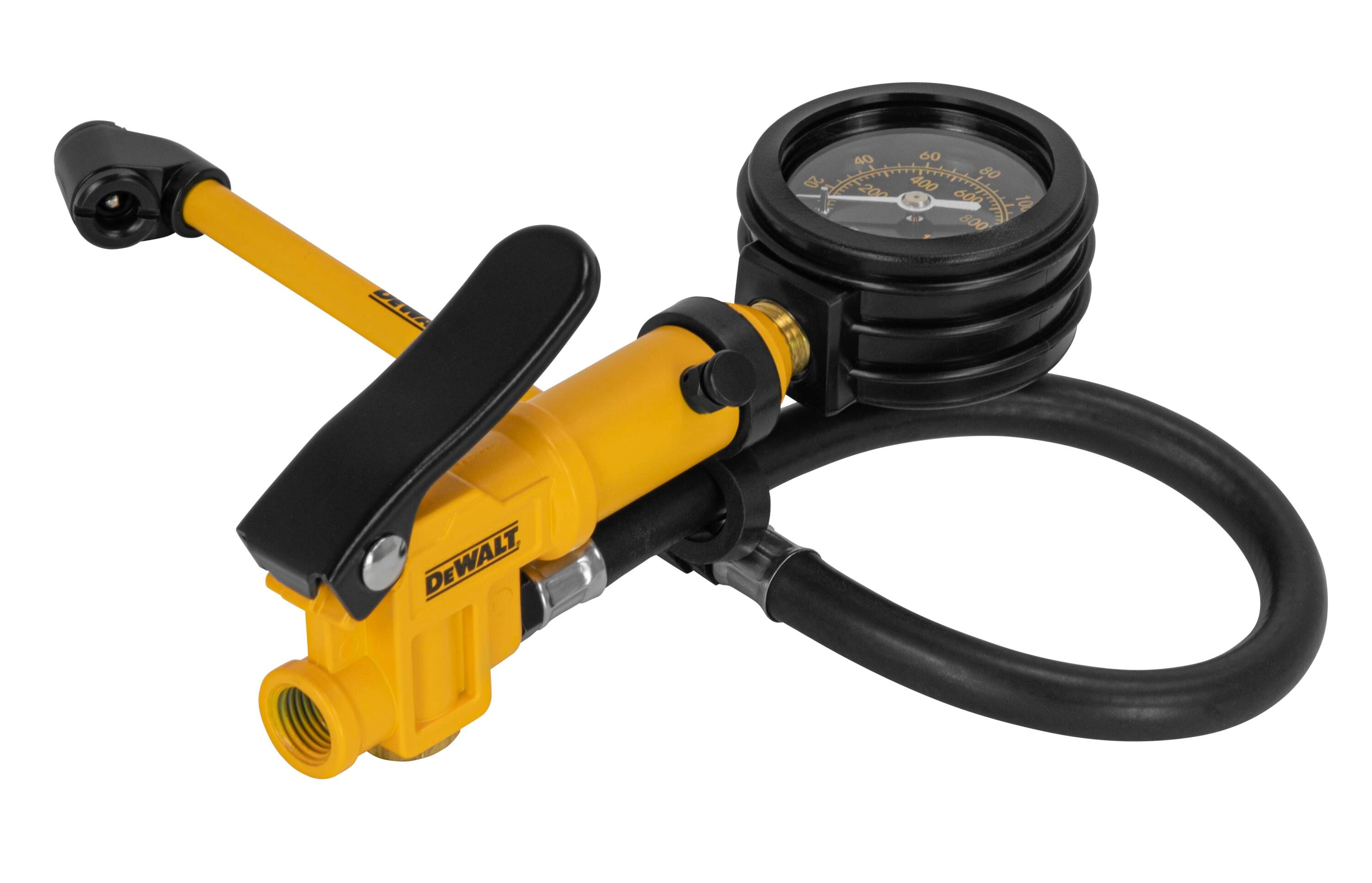 Inflador Analógico DEWALT de 2 pulgadas con Manguera de 12 pulgadas y Boquilla Doble (0 a 160 PSI) DXCM024-0405