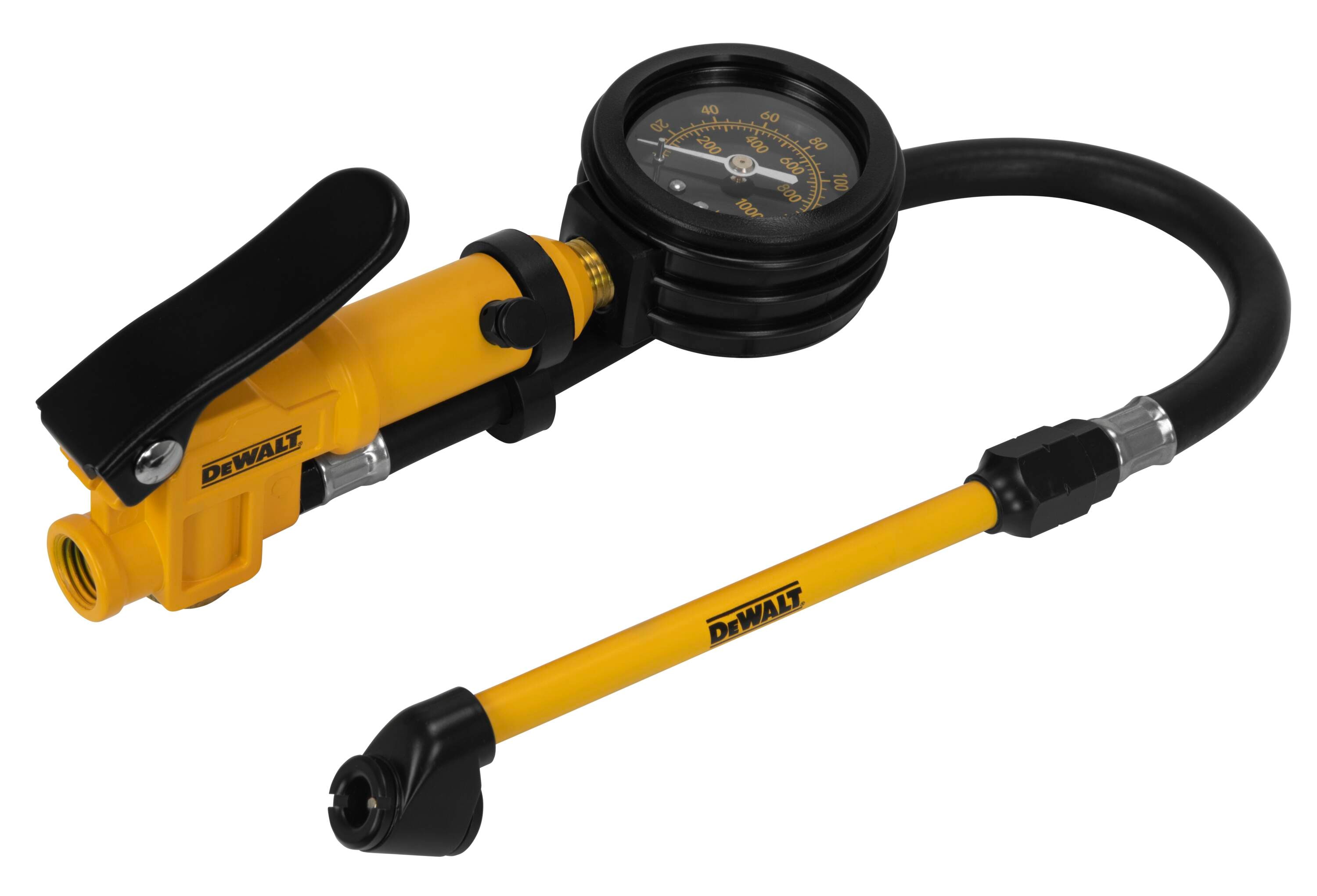 Inflador Analógico DEWALT de 2 pulgadas con Manguera de 12 pulgadas y Boquilla Doble (0 a 160 PSI) DXCM024-0405