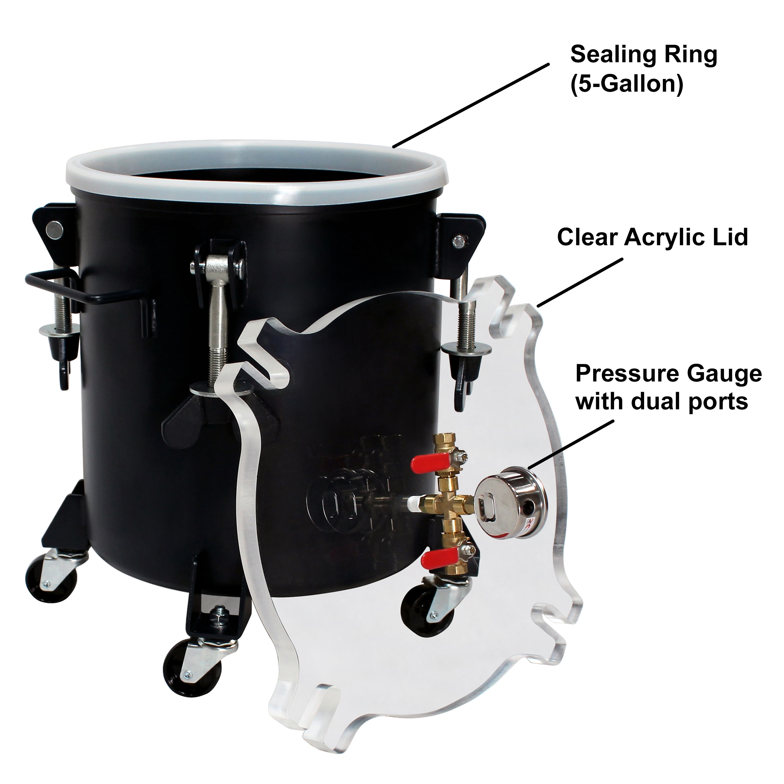 Kit de Vacío de Olla a Presión de 5 Galones de California Air Tools, Ideal para Profesionales de Resina y Epoxi. Compatible con la Serie 365 (365c, 365cw, 365cr, 365ch) de Ollas a Presión de 5 Galones. Específicamente Diseñado para Usarse con la Bomba de Vacío Motorizada 365VK.
