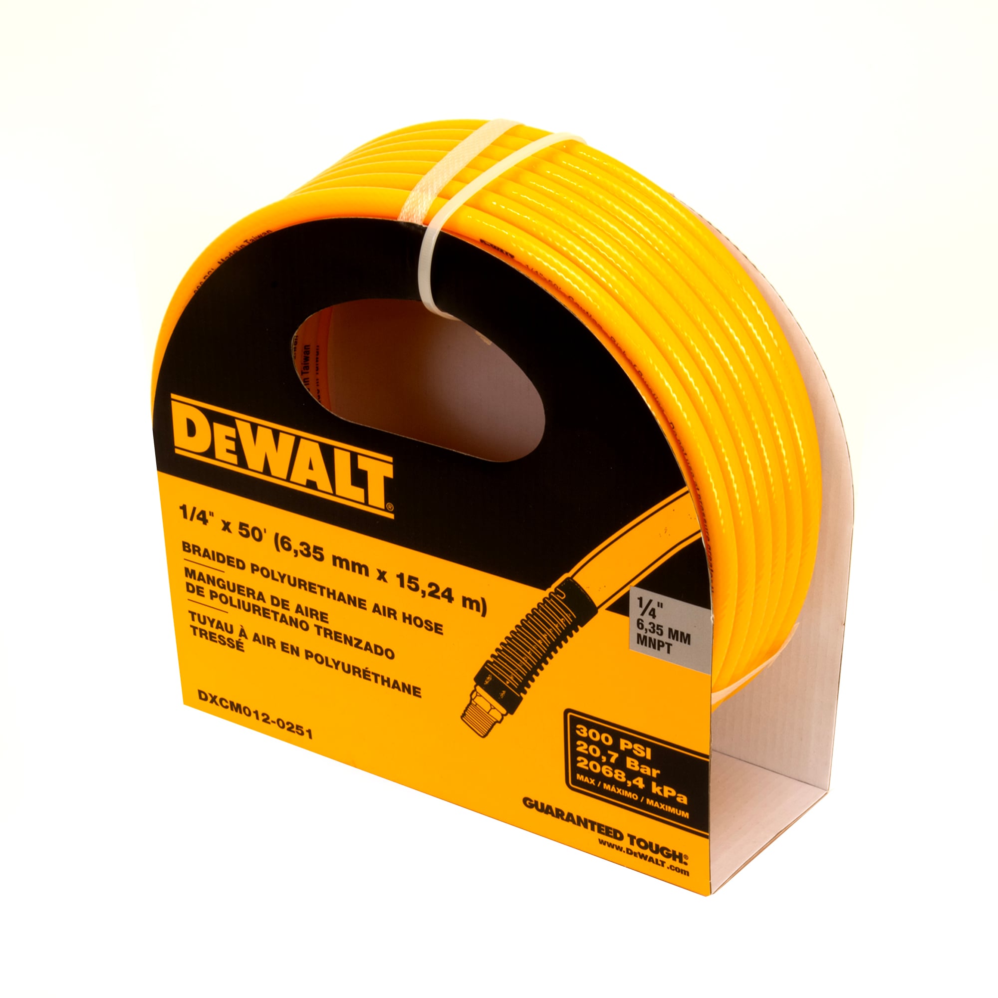 Manguera de aire trenzada de poliuretano DEWALT de 1/4 pulg. x 50 ft. DXCM012-0251
