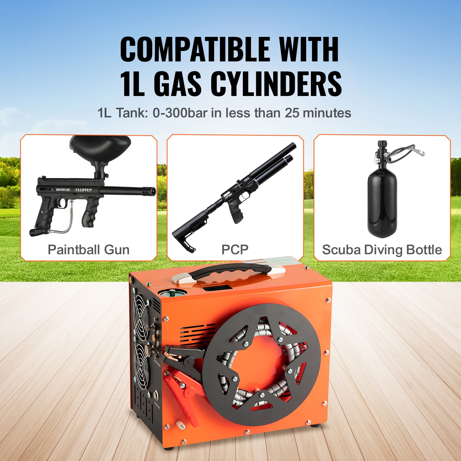 Compresor de aire PCP VEVOR, 4500PSI/30Mpa, compresor portátil para carabinas PCP con convertidor de energía incorporado, parada automática, aire libre de aceite y agua para rifles de aire, paintball y tanques de buceo.