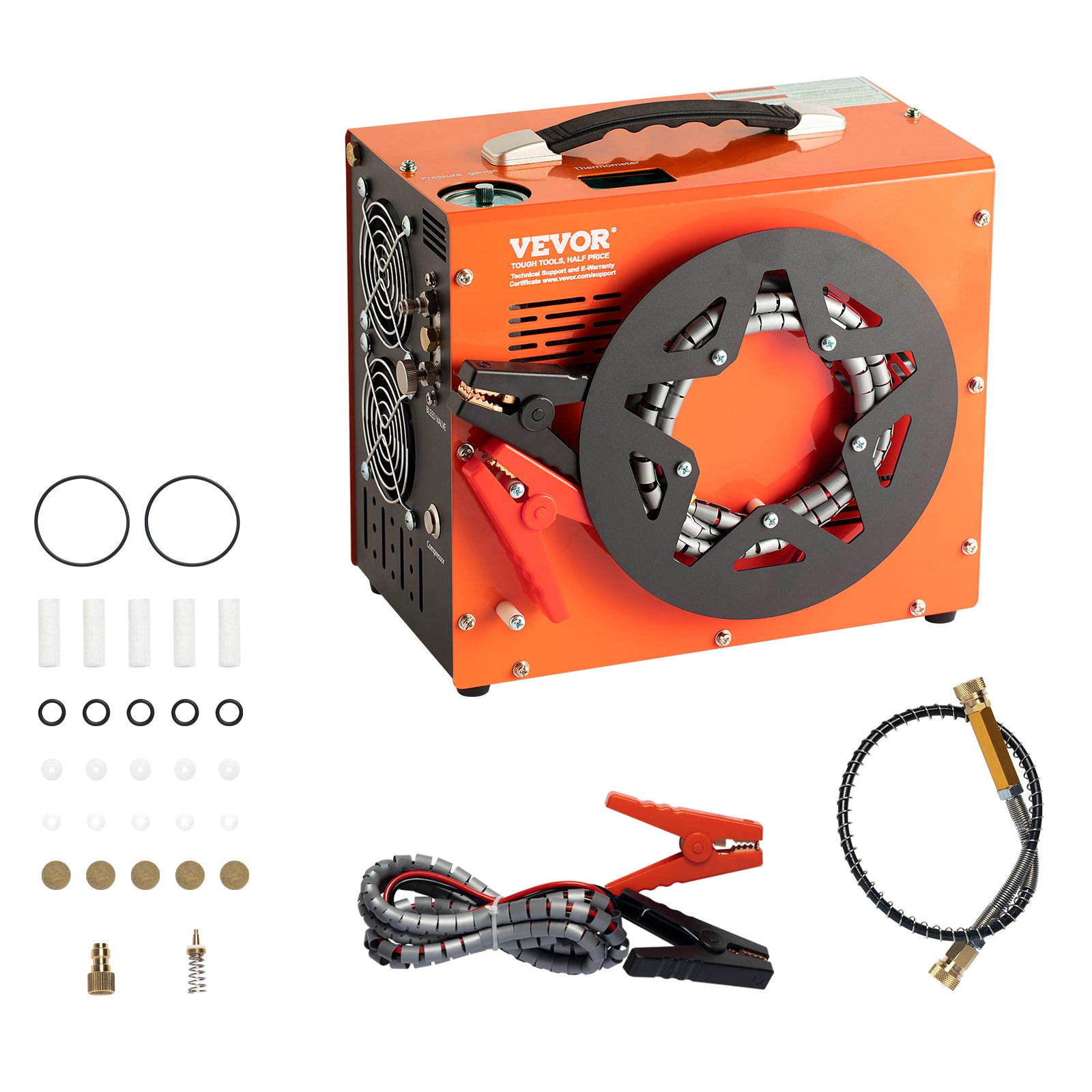 Compresor de aire PCP VEVOR, 4500PSI/30Mpa, compresor portátil para carabinas PCP con convertidor de energía incorporado, parada automática, aire libre de aceite y agua para rifles de aire, paintball y tanques de buceo.