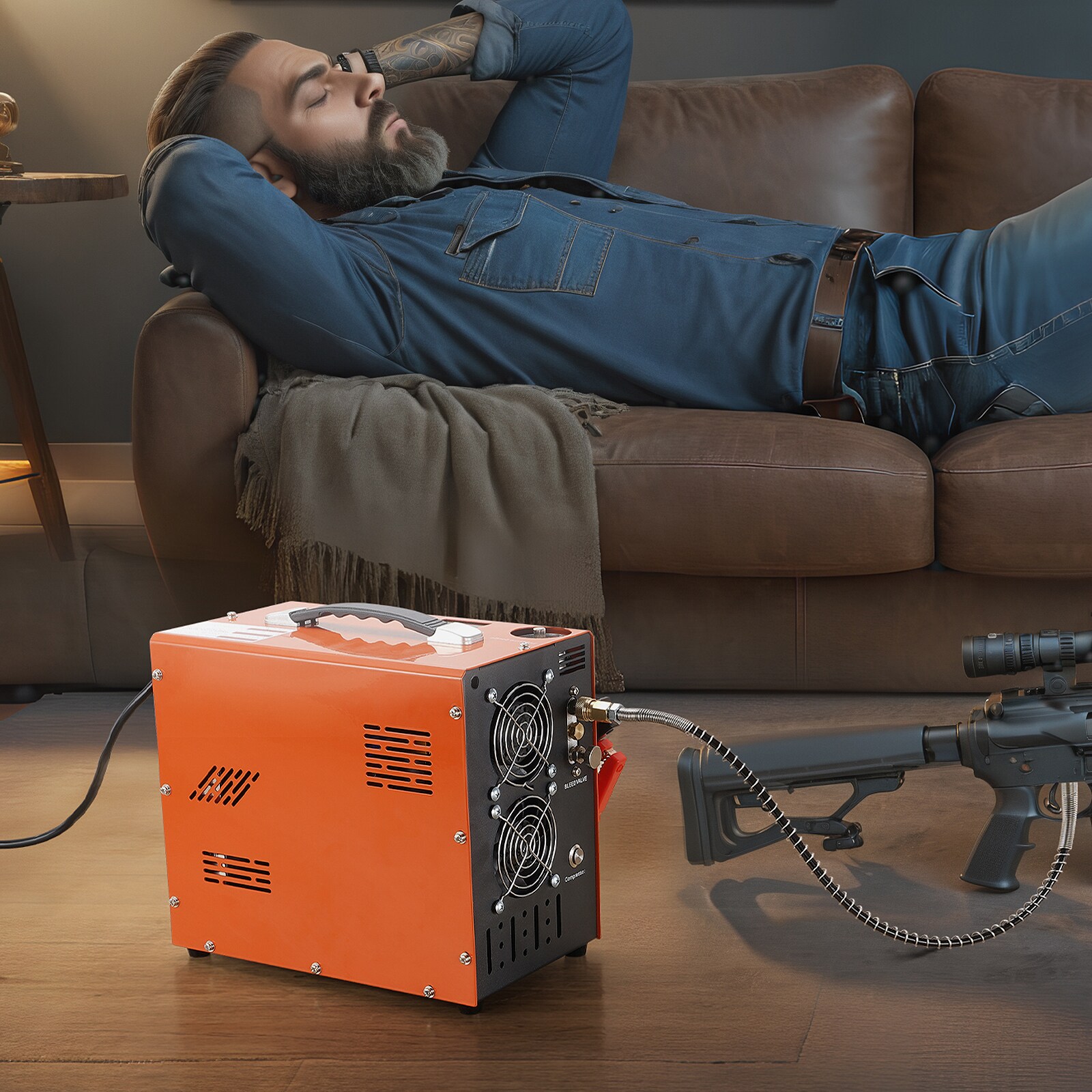 Compresor de aire PCP VEVOR, 4500PSI/30Mpa, compresor portátil para carabinas PCP con convertidor de energía incorporado, parada automática, aire libre de aceite y agua para rifles de aire, paintball y tanques de buceo.