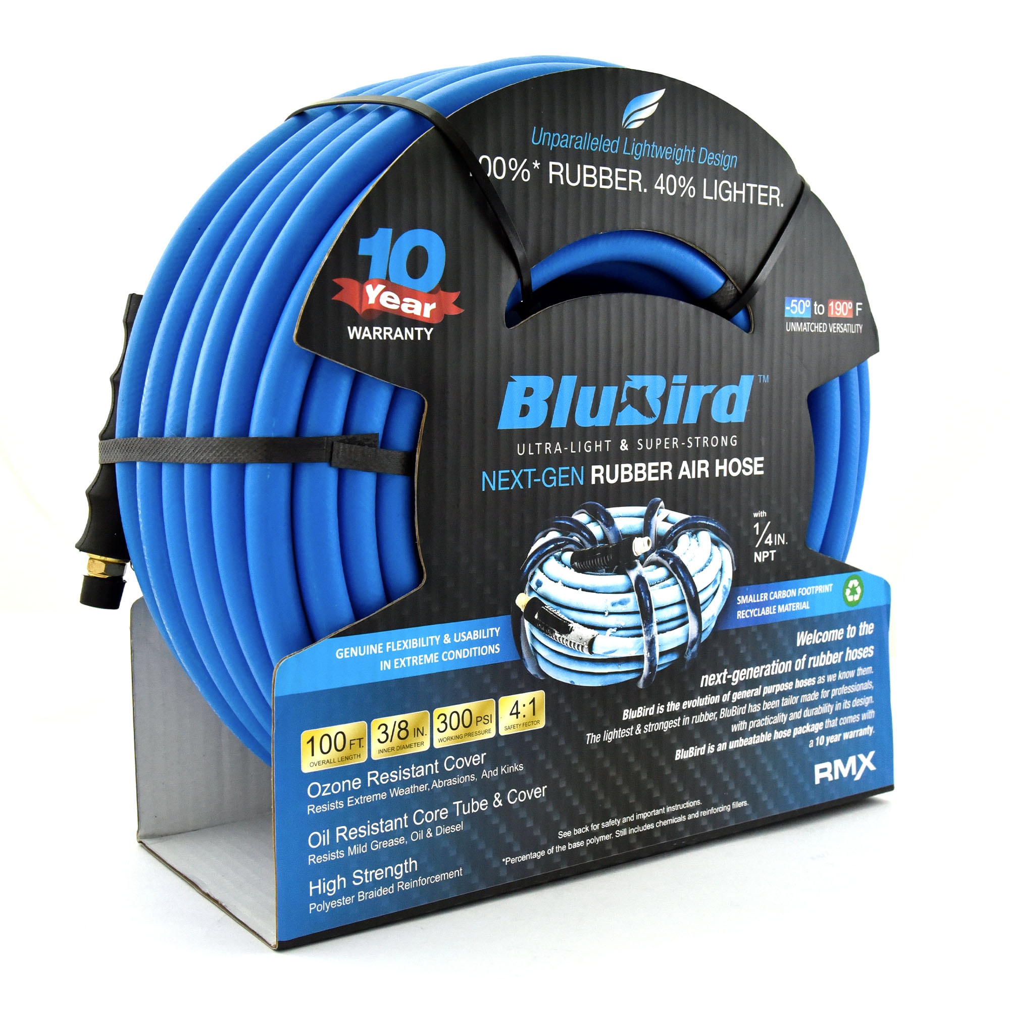 Manguera de aire de goma premium BluBird 3/8 pulgadas x 100 pies