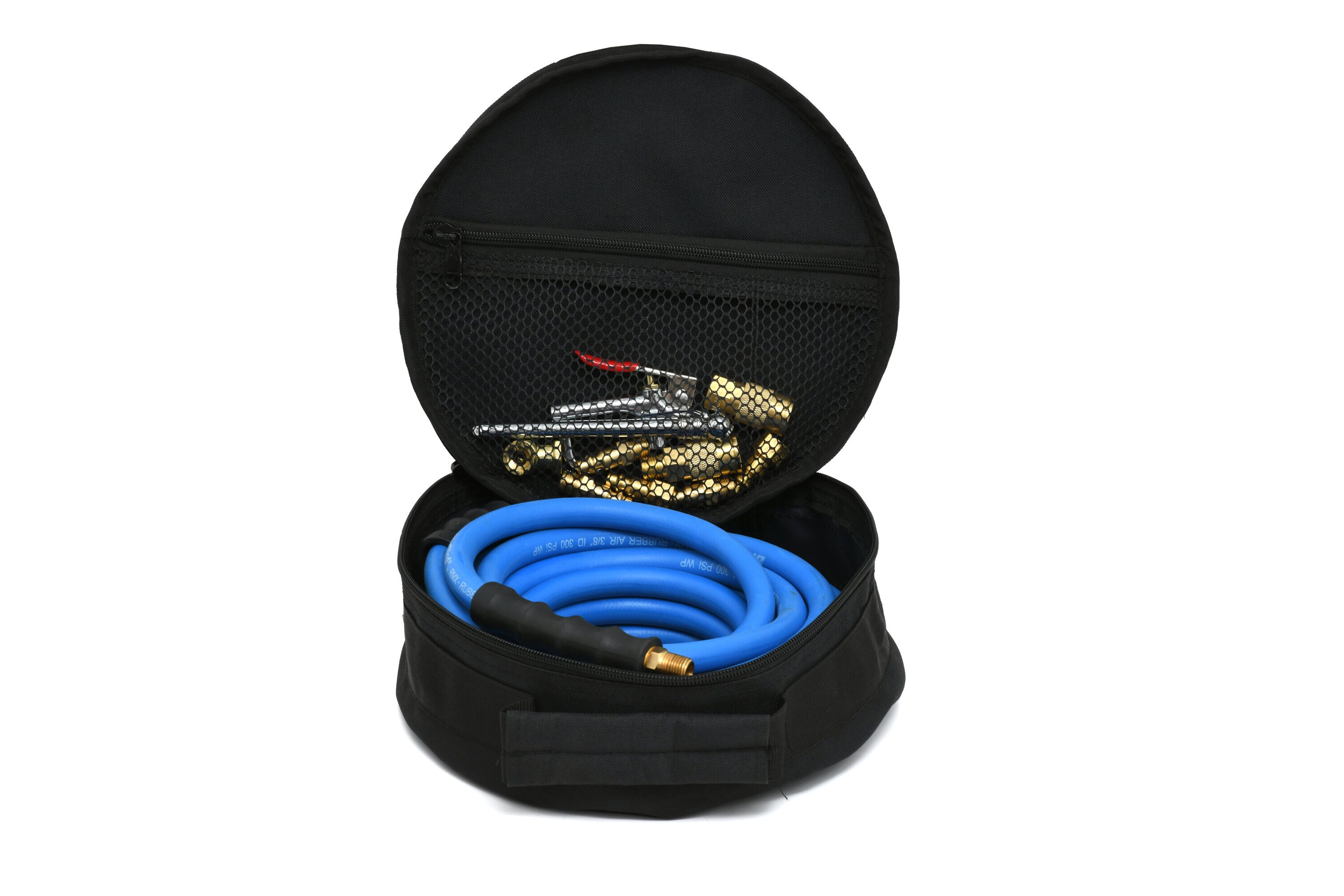 Manguera de aire de goma premium de BluBird de 3/8 pulgadas x 25 pies con kit de accesorios de latón de 10 piezas BB3825KIT-10.