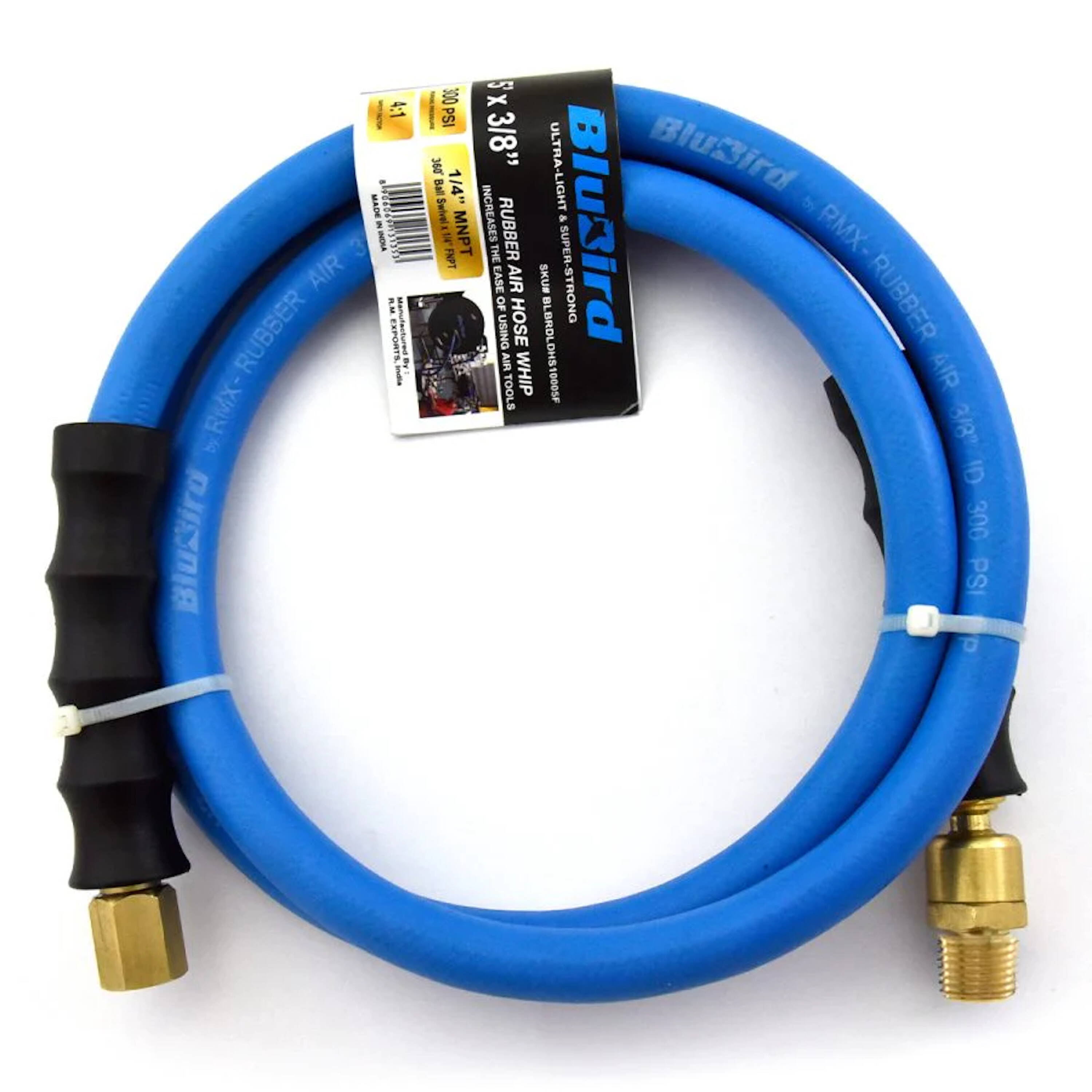 Manguera de Aire de Goma Premium BluBird de 1/2 pulgadas x 5 pies Whip / Amortiguador