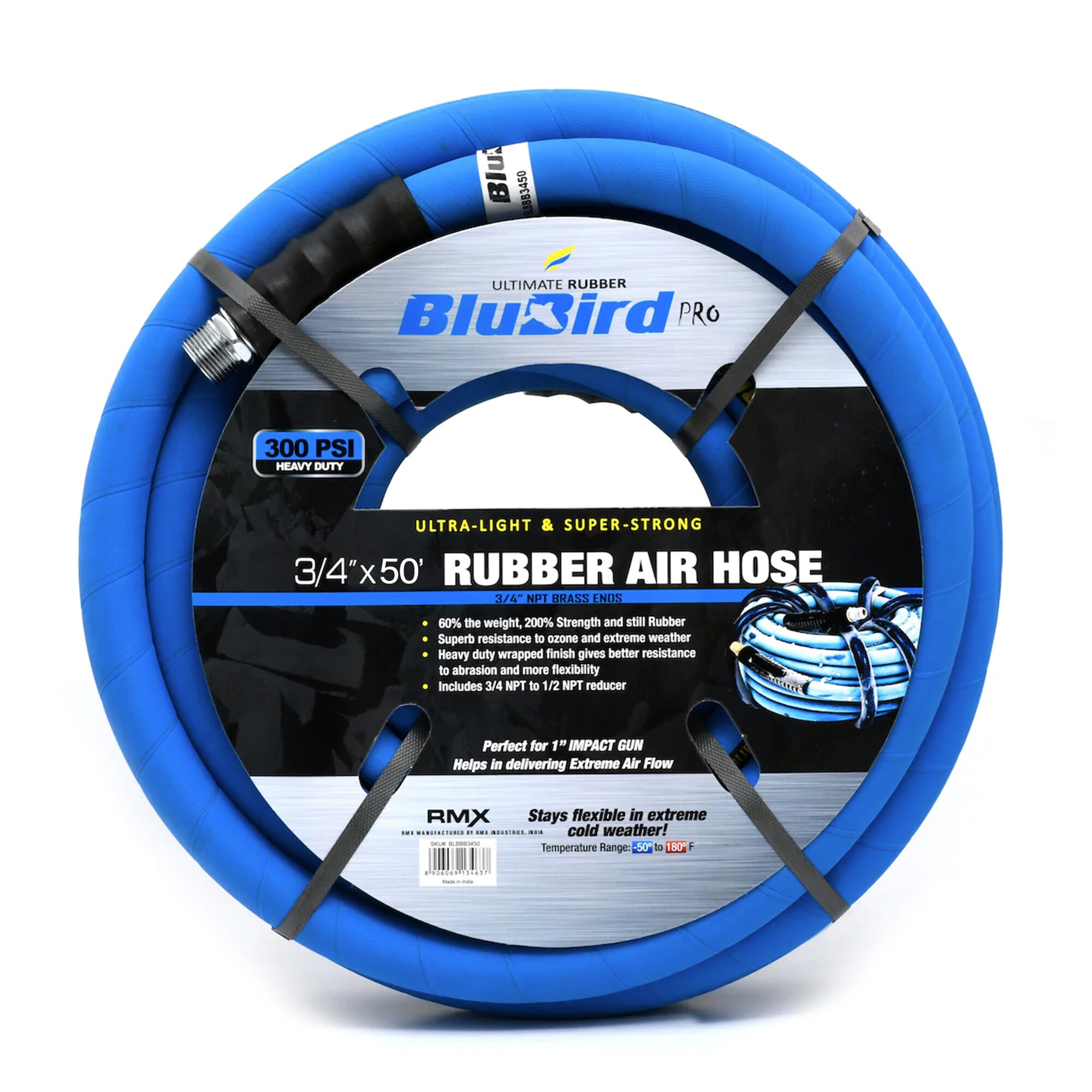 Manguera de aire de caucho Premium de 3/4 de pulgada x 50 pies BluBird BBPRO3450