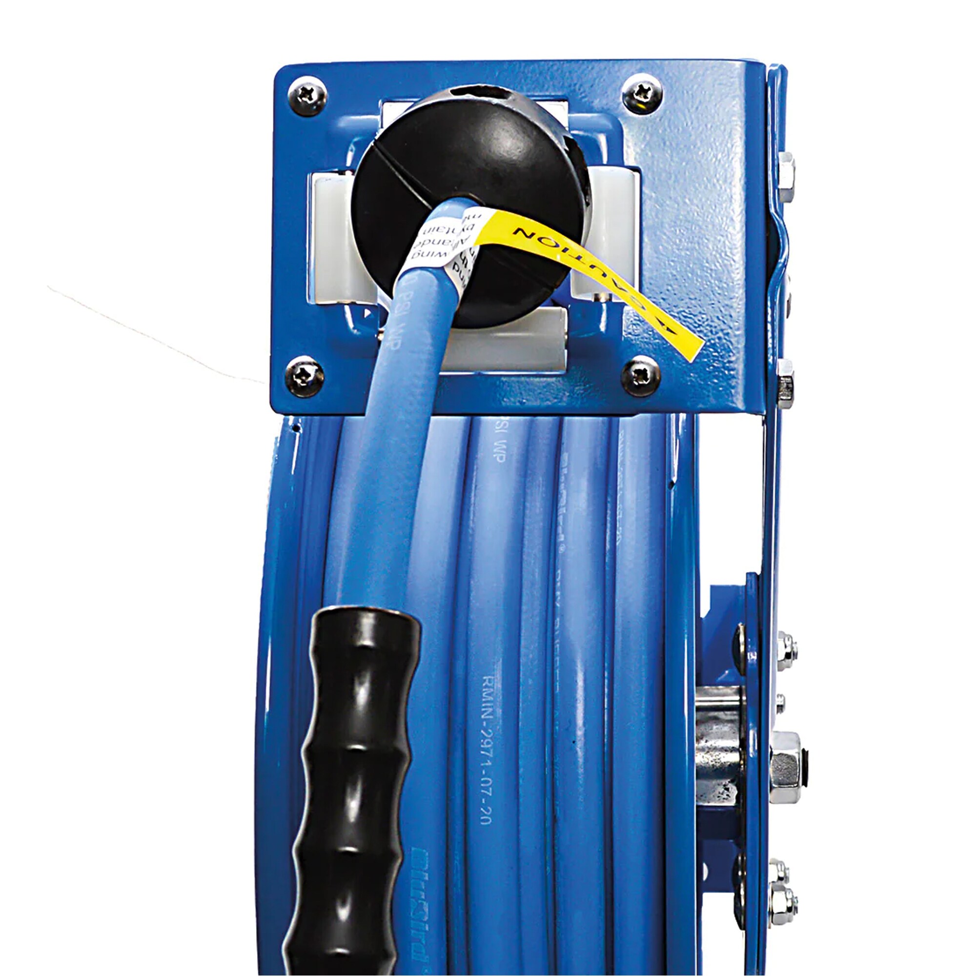 Carrete de manguera de aire retráctil resistente BluBird con manguera de aire de goma premium de 1/2 pulgadas x 25 pies, manguera de entrada de 3 pies, brazo único BBRHD1225