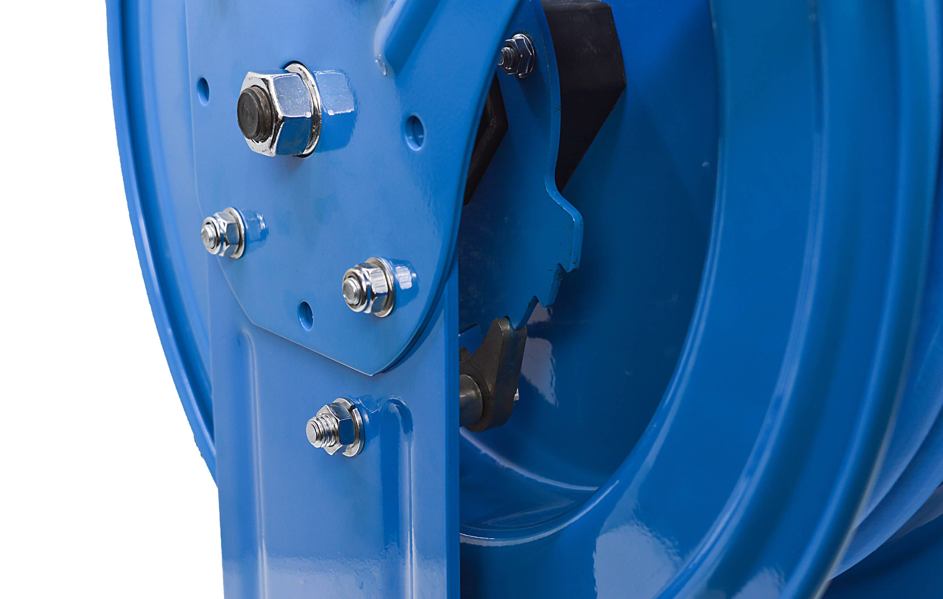 Carrete de manguera de aire retráctil resistente BluBird con manguera de aire de goma premium de 1/2 pulgadas x 25 pies, manguera de entrada de 3 pies, brazo único BBRHD1225