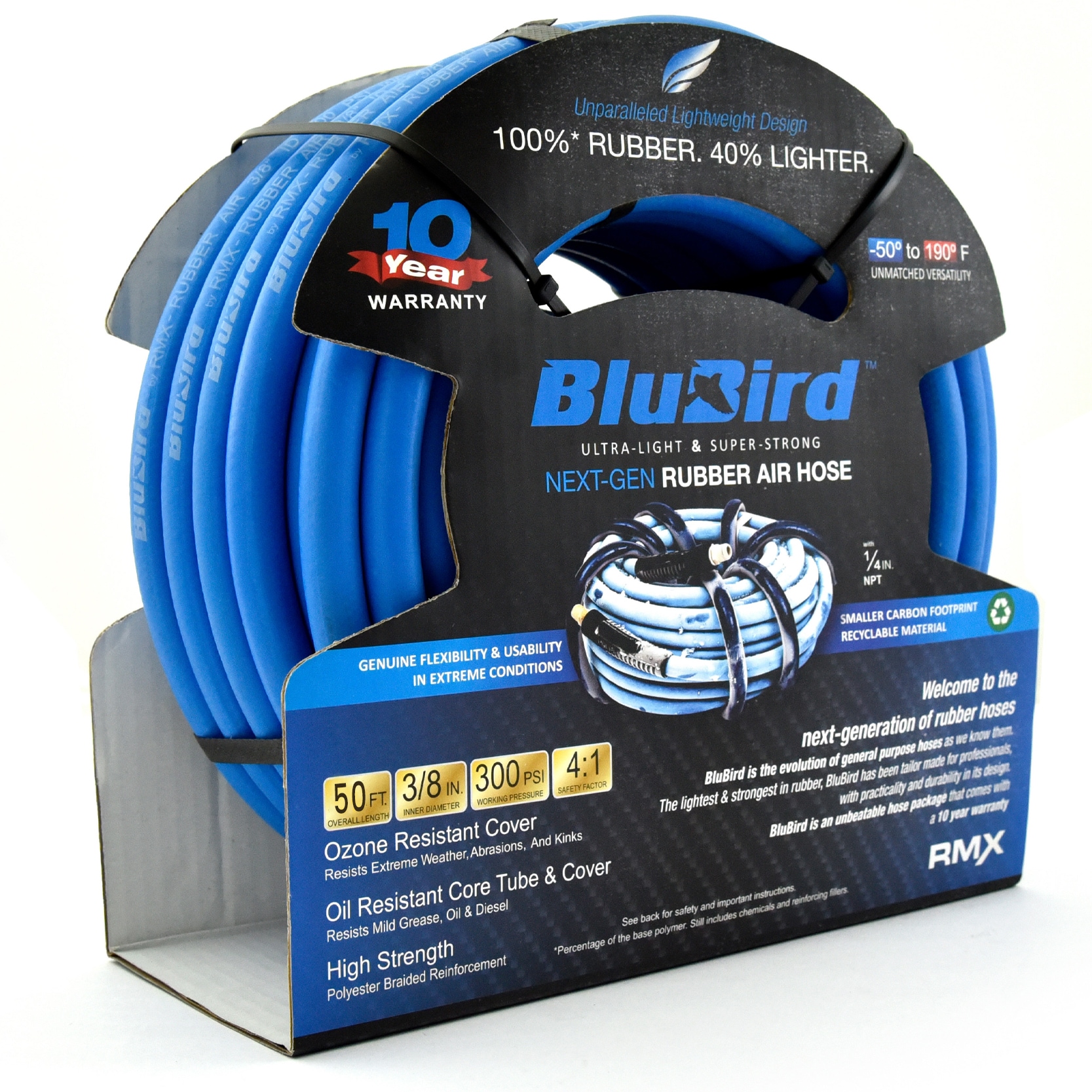 Manguera de Aire de Hule Premium BluBird de 3/8 pulgadas x 50 pies