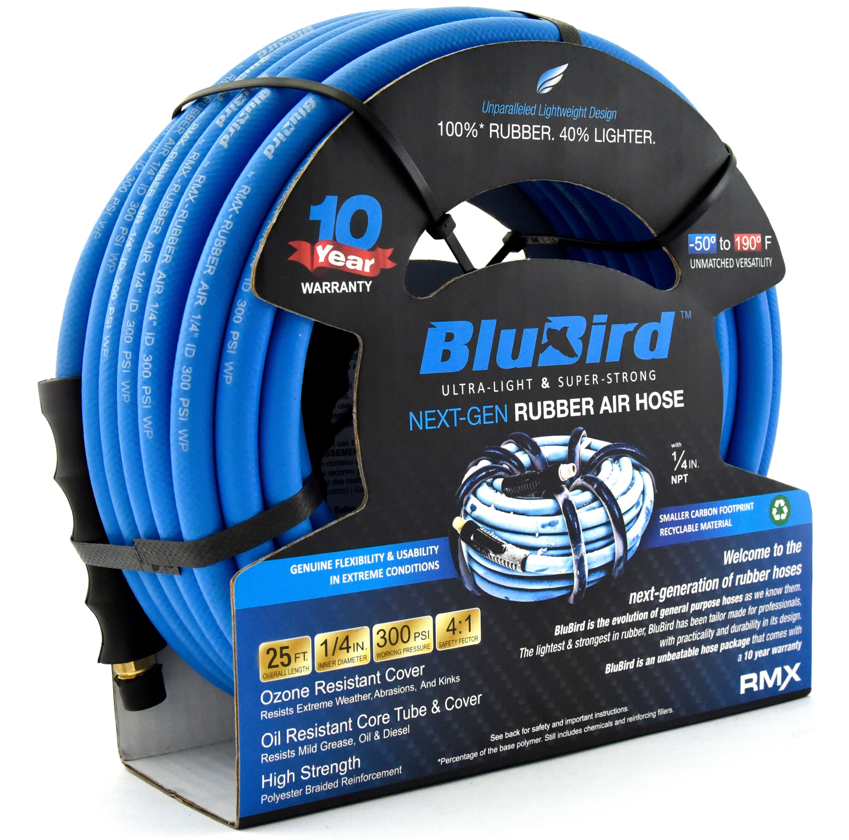 Manguera de aire de goma premium de 1/4 pulgadas x 25 pies BluBird BB1425
