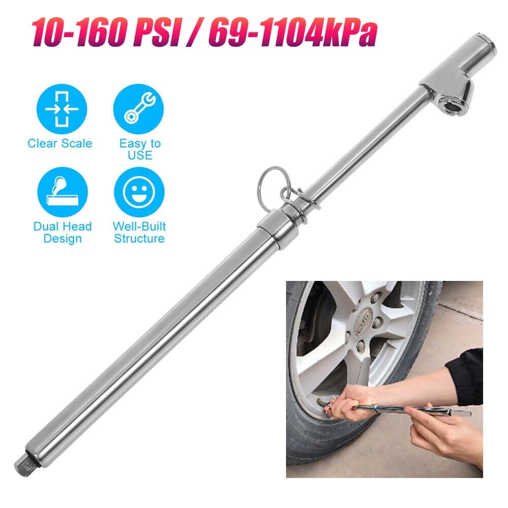 Llanta de Acero Inoxidable AstroAI, Resistente a la Herrumbre con Aplicación Universal, Mide 10-75 Psi/70-550 Kpa/0.7-5.5 Bar. Diseño Portátil con Clip de Bolsillo, Desinflador Integrado y Indicador de Abs. Sin Pilas Para Confiabilidad en Todo Clima. ASITIREGAP-5PACK