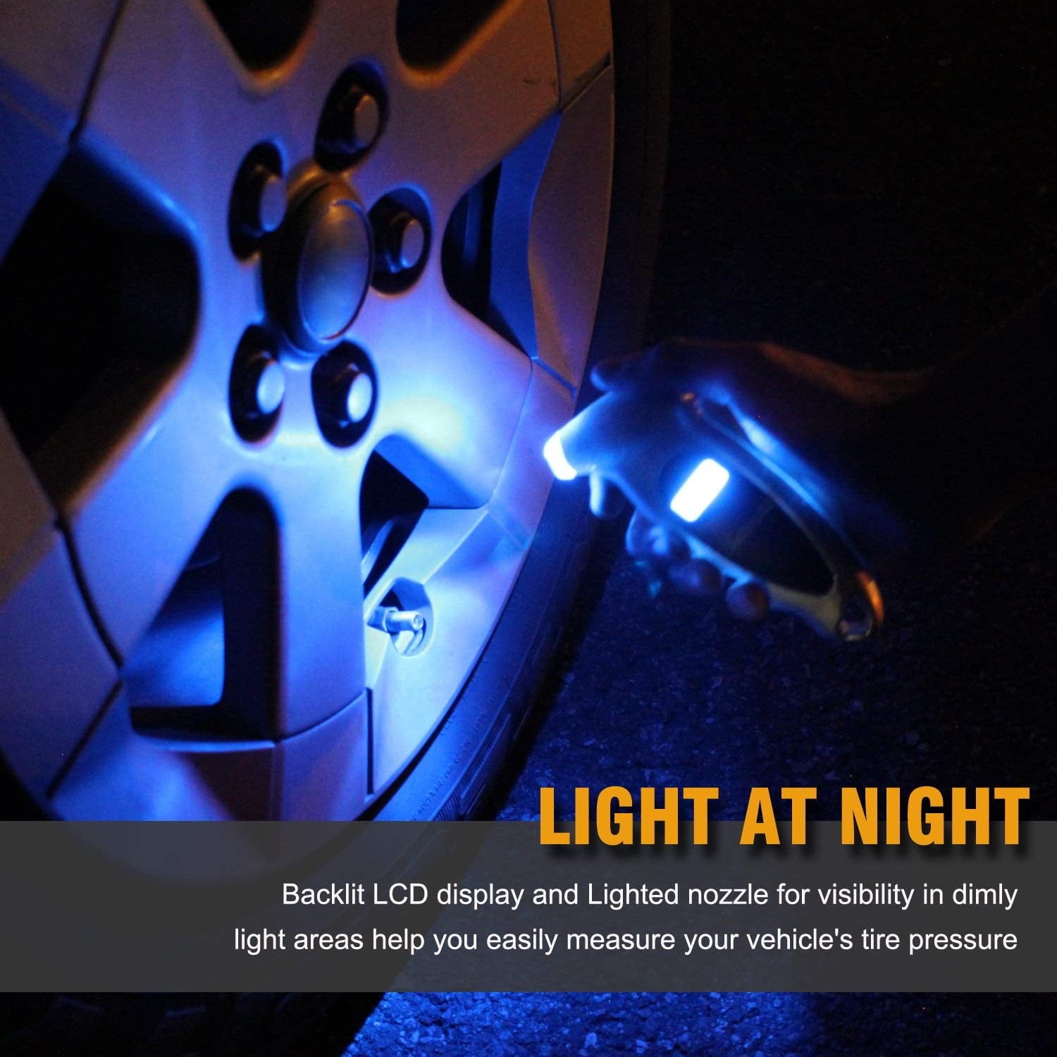 Inflador de llantas AstroAI: Pantalla LCD iluminada, boquilla iluminada, precisión digital hasta 150 PSI, apagado automático, agarre antideslizante. Versátil, batería incluida, con la garantía de calidad de AstroAI.