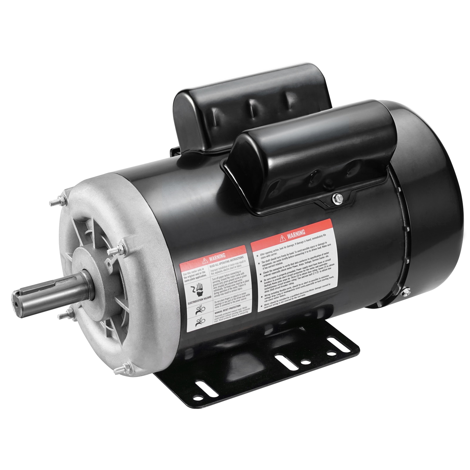 Motor eléctrico VEVOR de 2HP, 1725-RPM, AC 115V/230V, marco 56C, motor de compresor de aire monofásico, eje dentado de 5/8 pulgadas, rotación CW/CCW para maquinaria agrícola y equipo general.