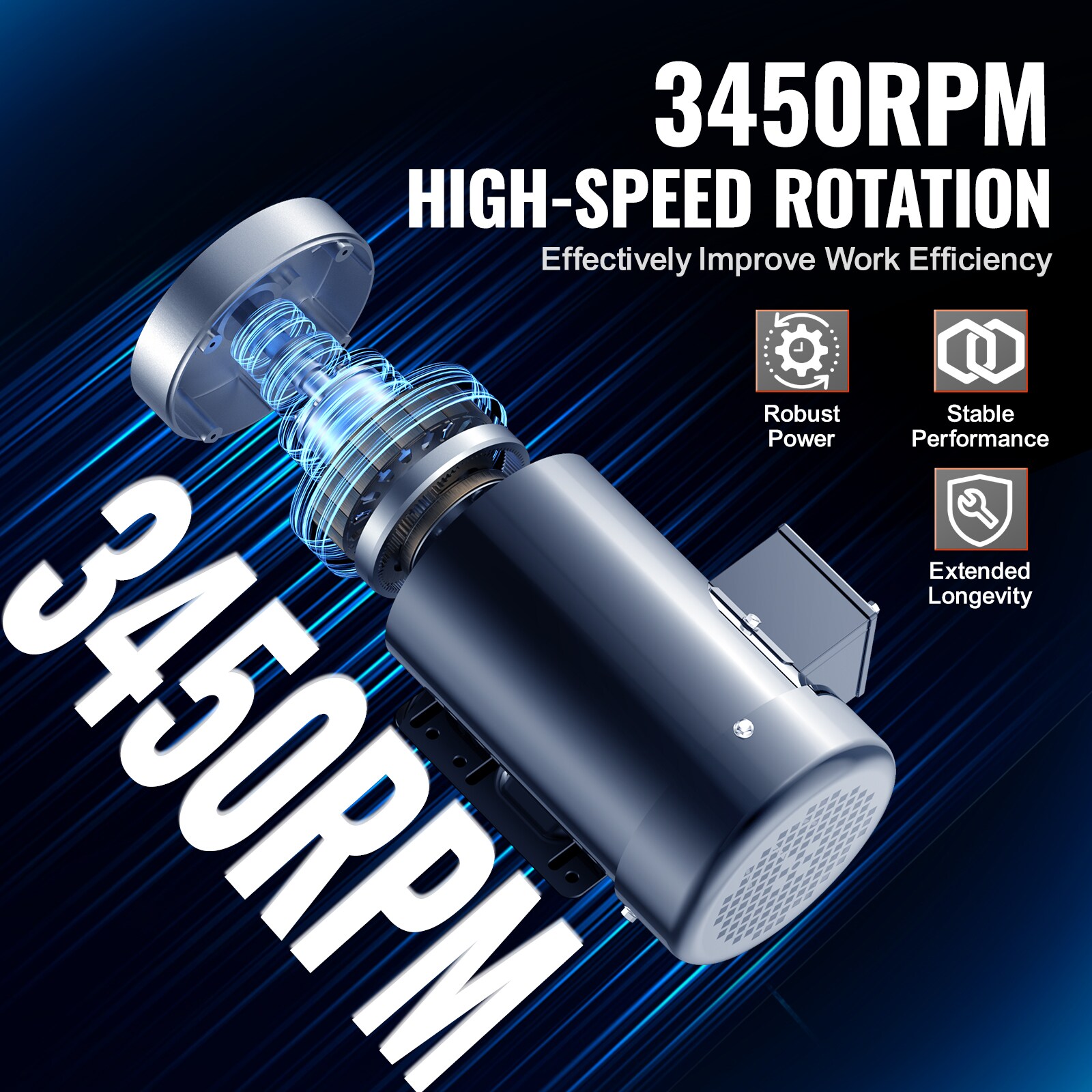 Motor eléctrico VEVOR de 2HP a 3450 RPM, AC 230v/460v, marco 56c, motor para compresor de aire de 3 fases, eje con llave de 5/8 pulgadas, rotación CW/CCW para maquinaria agrícola y equipo general.