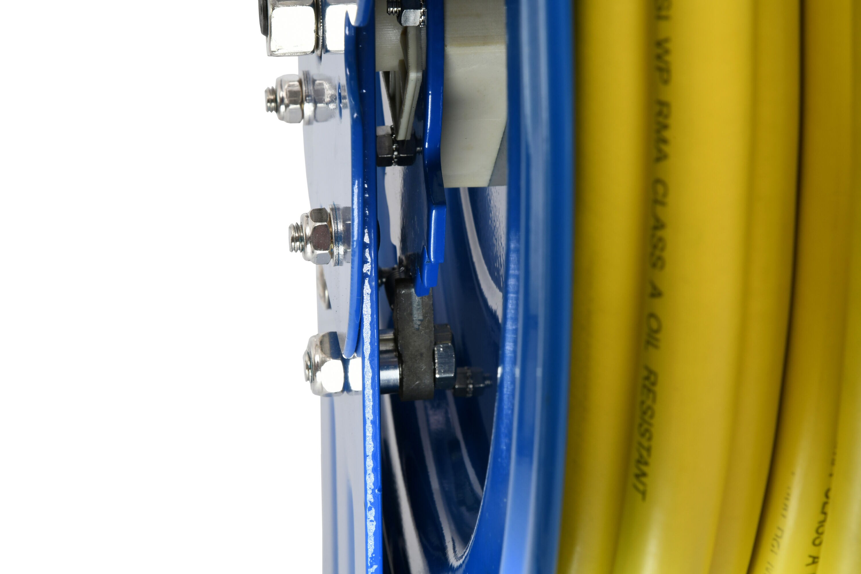 Carrete de manguera de aire retráctil resistente OIL SHIELD con manguera de aire de caucho Clase-A de 1/2 pulgadas por 50 pies, manguera de conexión de 3 pies, brazo individual OSRHD1250