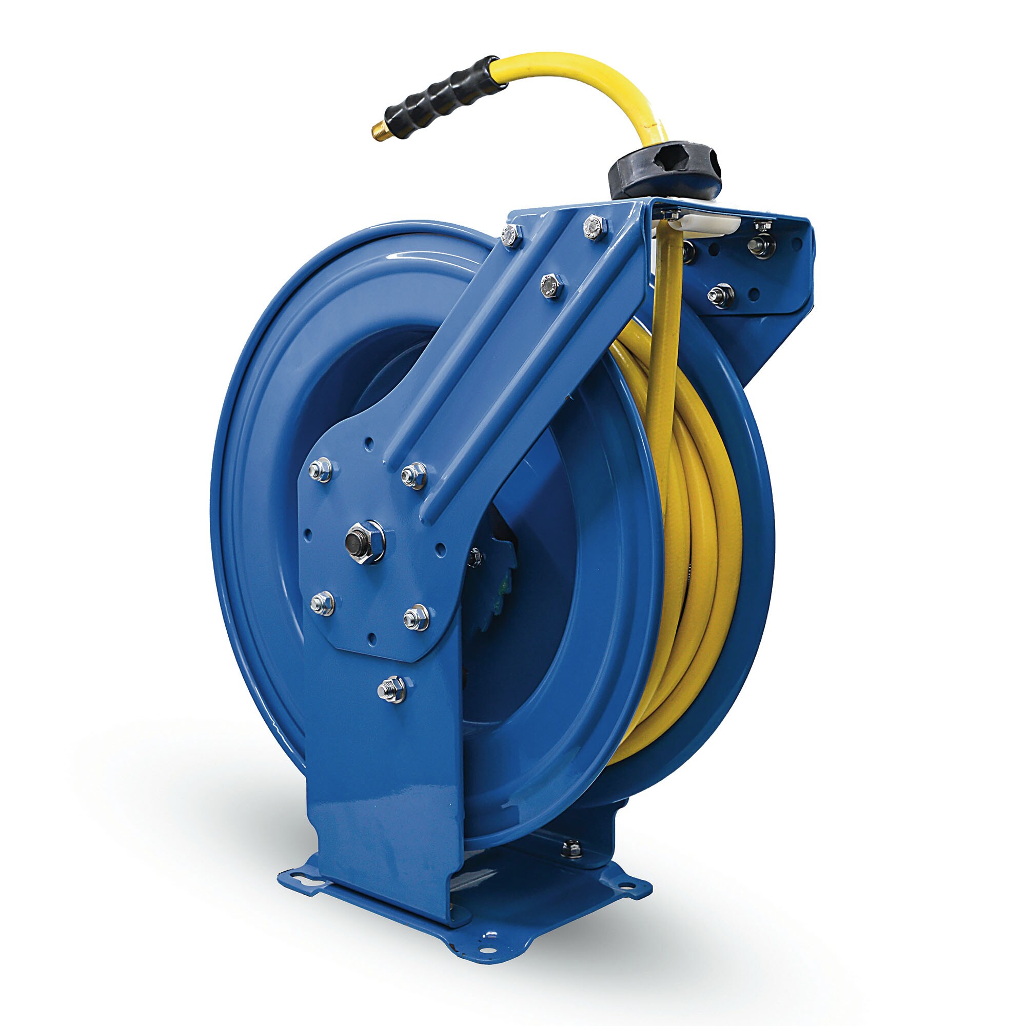 Reel de manguera de aire retráctil resistente con manguera de aire de goma Clase A de 1/2 pulg. x 50 pies, manguera de entrada de 3 pies, brazo dual OSRDA1250 de OIL SHIELD