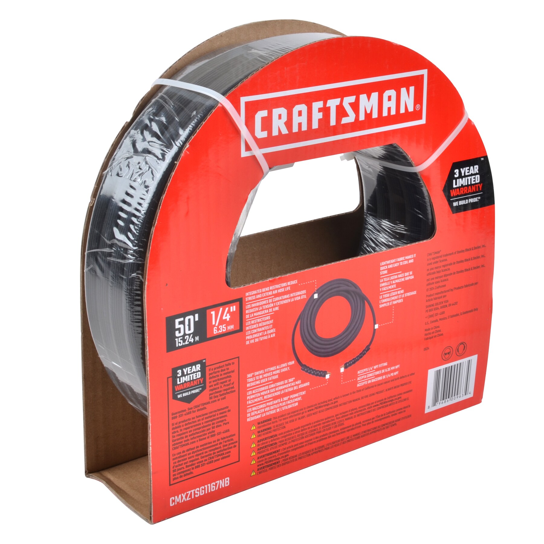 Manguera de aire forrada de 1/4 pulgadas por 50 pies de CRAFTSMAN