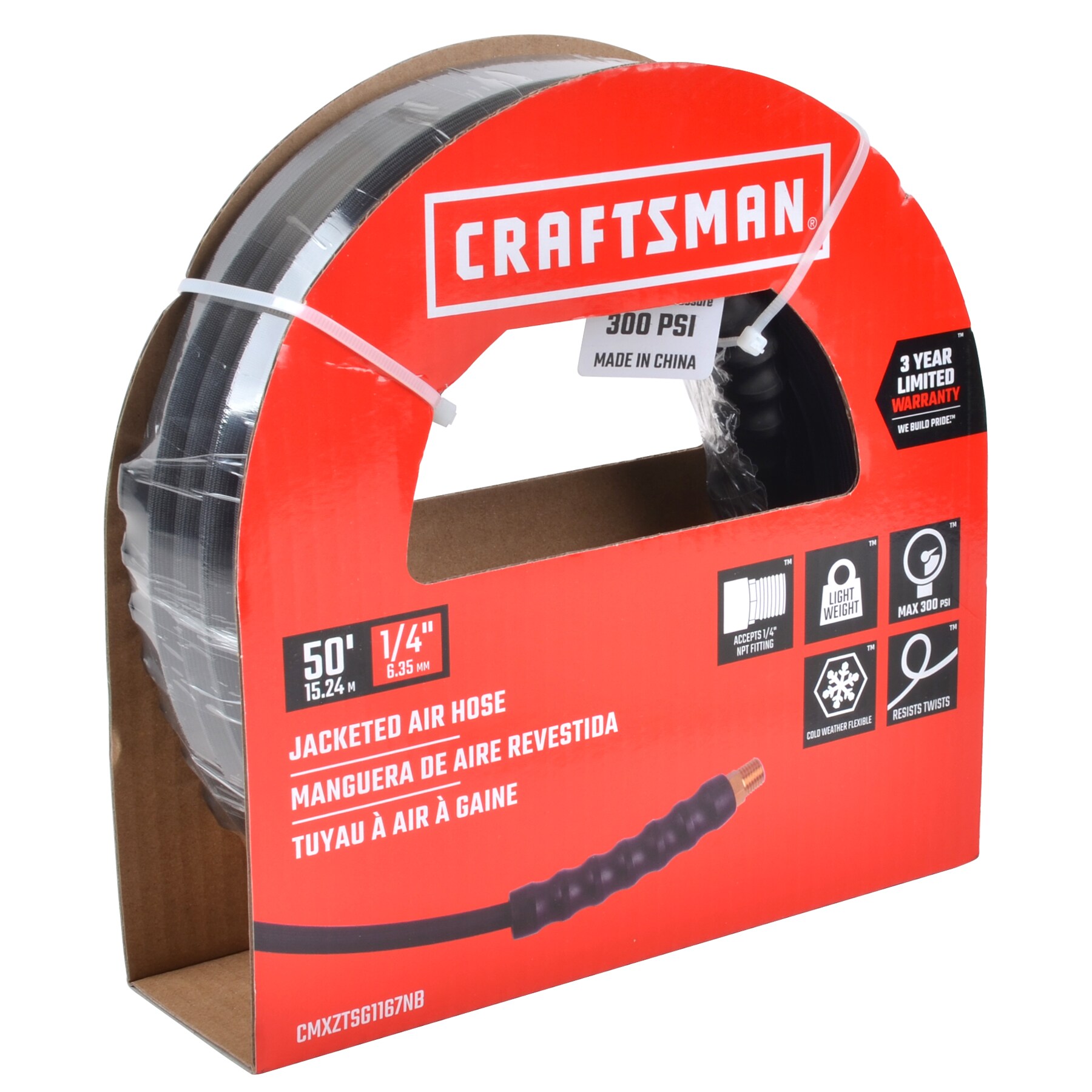Manguera de aire forrada de 1/4 pulgadas por 50 pies de CRAFTSMAN