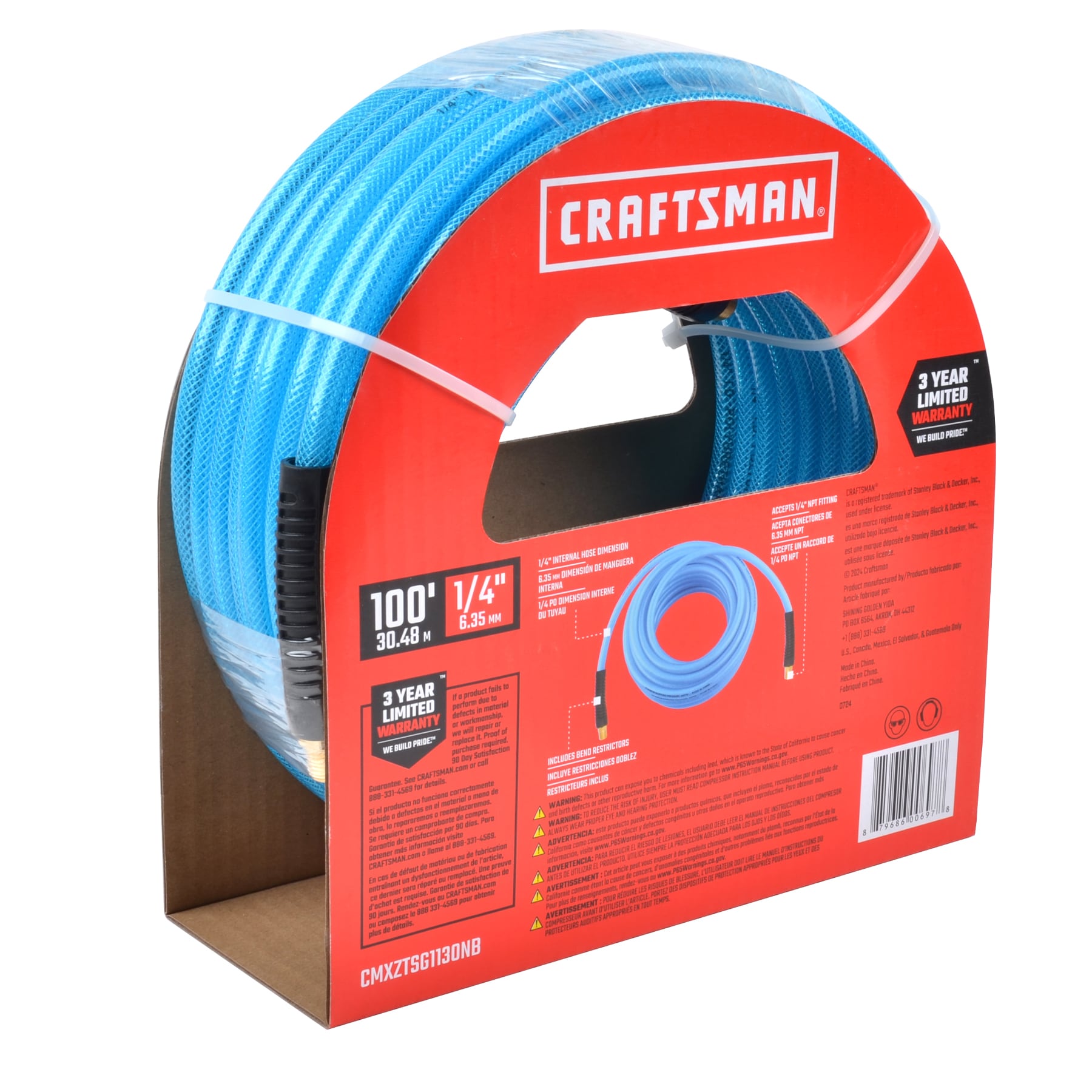 Manguera de aire de poliuretano de 1/4 pulgadas por 100 pies de CRAFTSMAN CMXZTSG1130NB