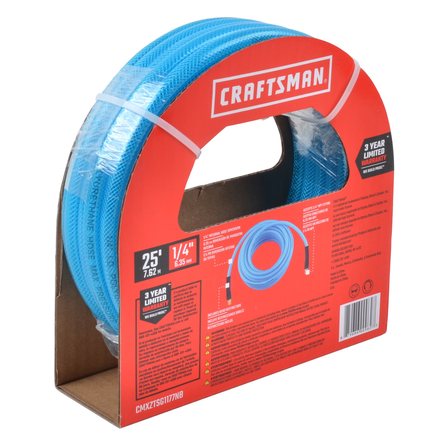Manguera de aire de poliuretano de 1/4 pulgadas por 25 pies Craftman