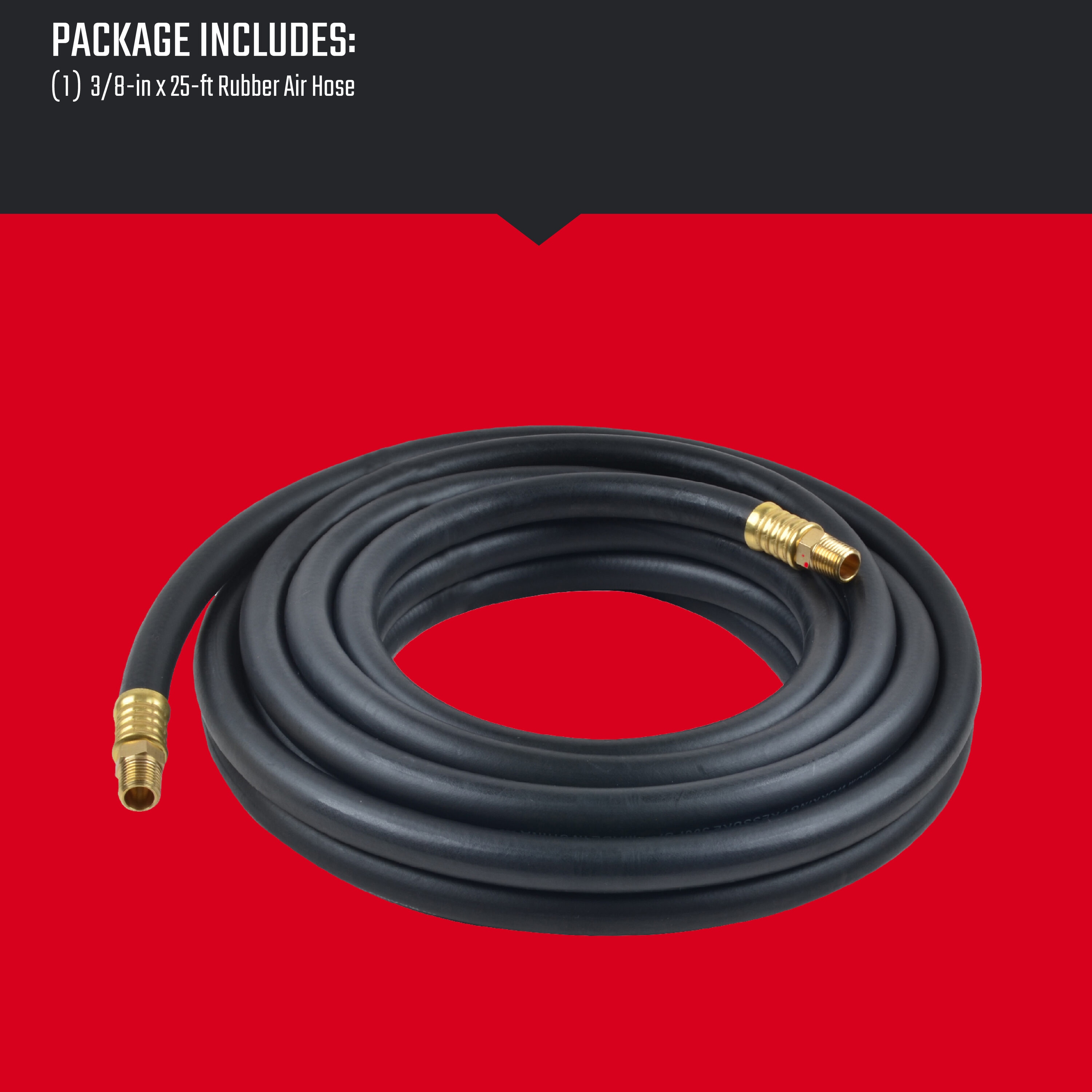 Manguera de aire de caucho de 3/8 pulgadas x 25 pies Craftman CMXZTSG1176NB