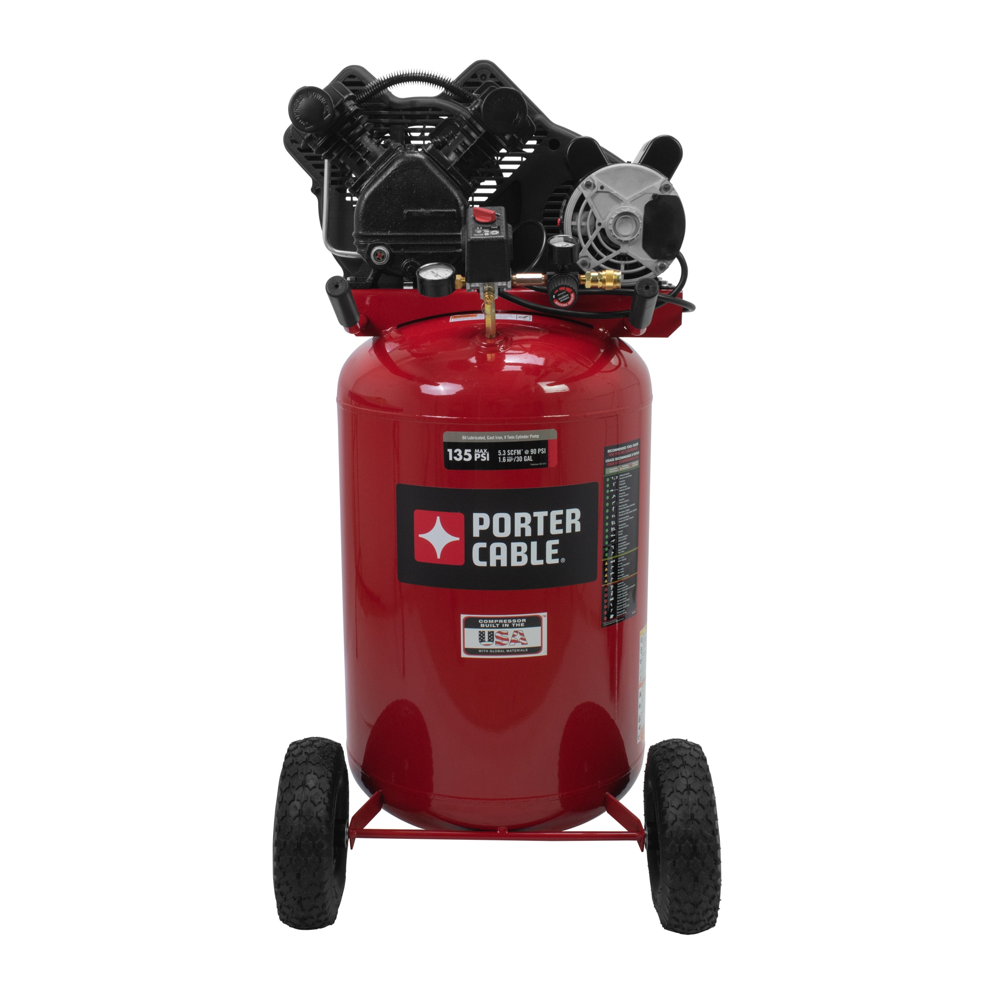 Compresor de aire portátil vertical 135 PSI de 30 galones de PORTER-CABLE PXCMLC1683066.