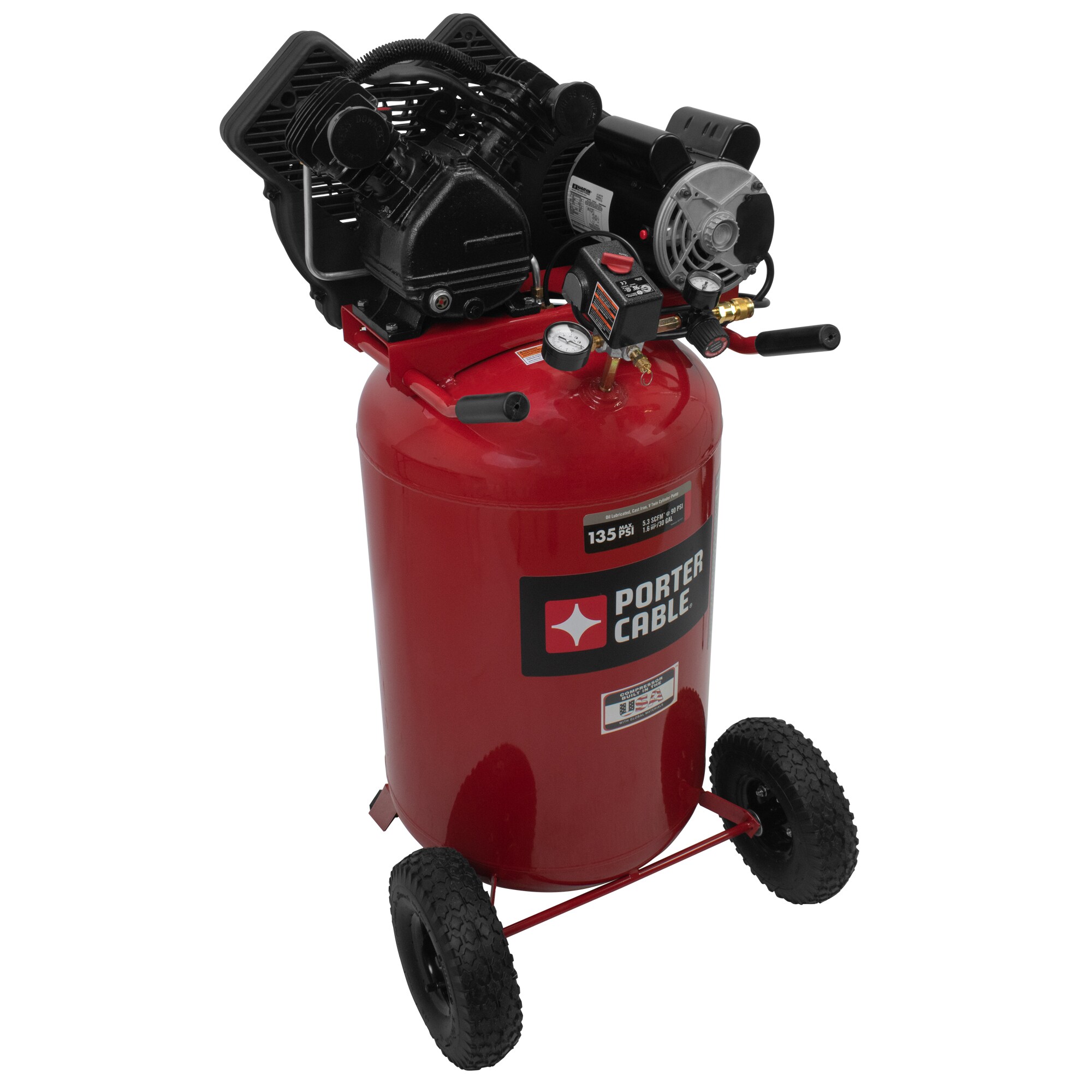 Compresor de aire portátil vertical 135 PSI de 30 galones de PORTER-CABLE PXCMLC1683066.