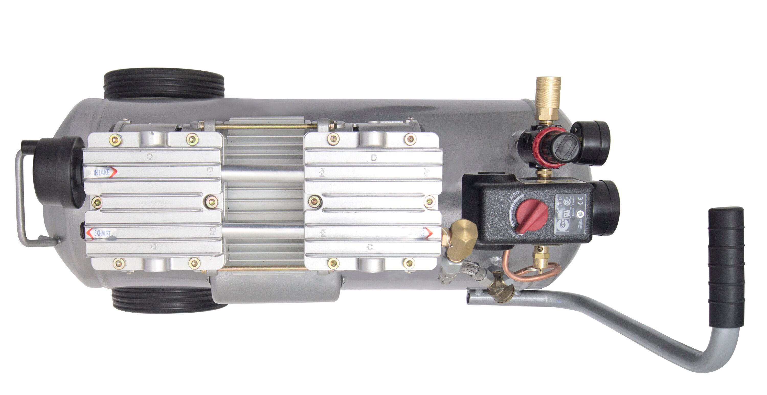 Compresor de aire eléctrico portátil horizontal de 6 galones y 125 PSI de California Air Tools CAT-6010LFC.