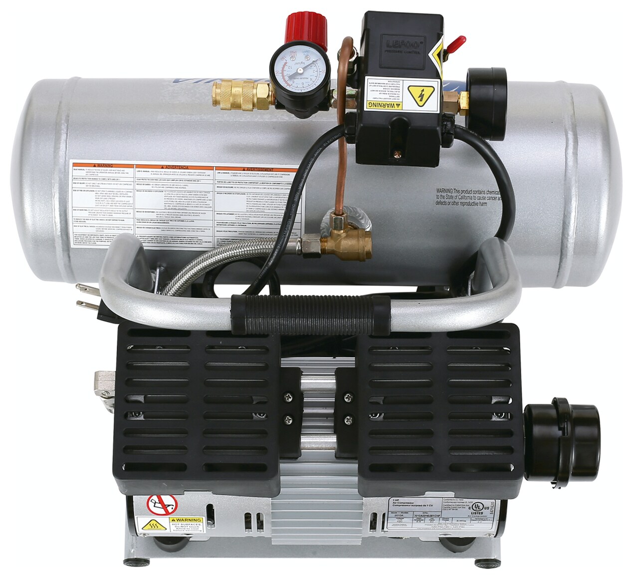 Compresor de aire horizontal eléctrico de 2 galones y 120 PSI de California Air Tools CAT-2010A.