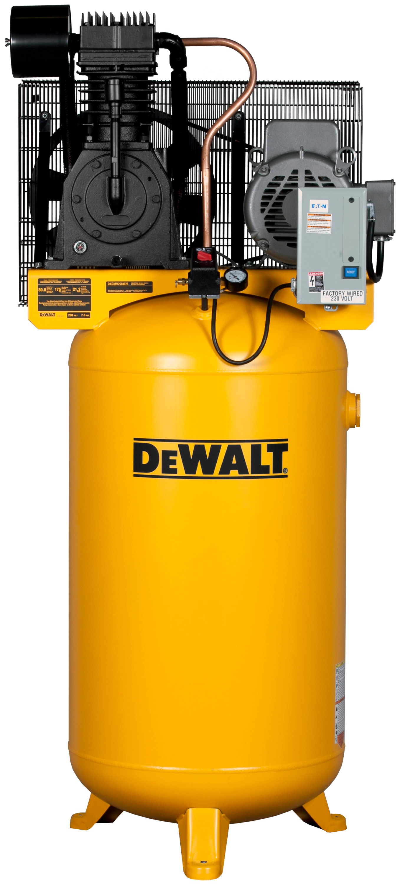 Compresor de aire eléctrico vertical DEWALT de 80 galones y 175 PSI DXCMV7518075
