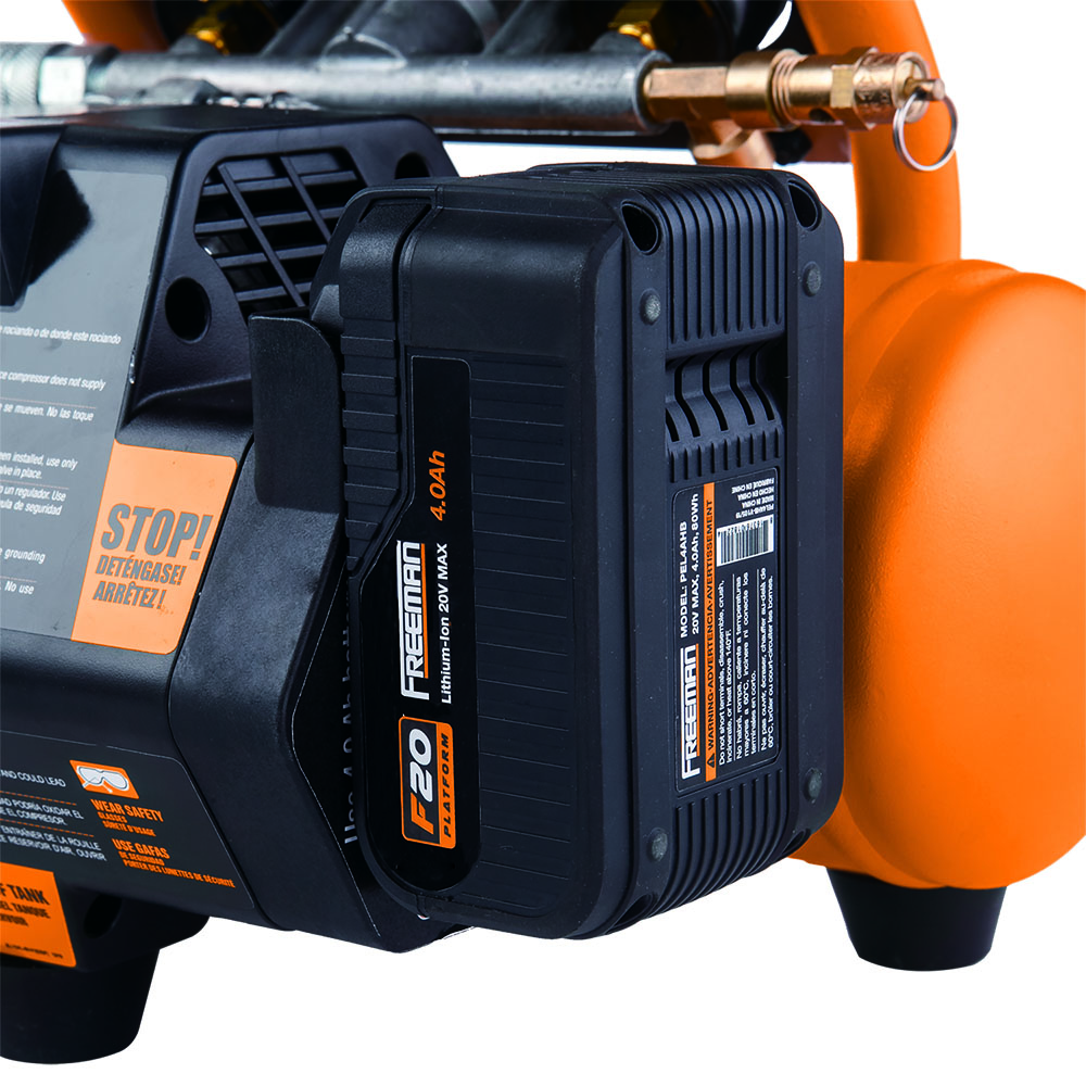 Compresor de aire portátil eléctrico sin cable de 1 galón FREEMAN con 120 PSI de capacidad.